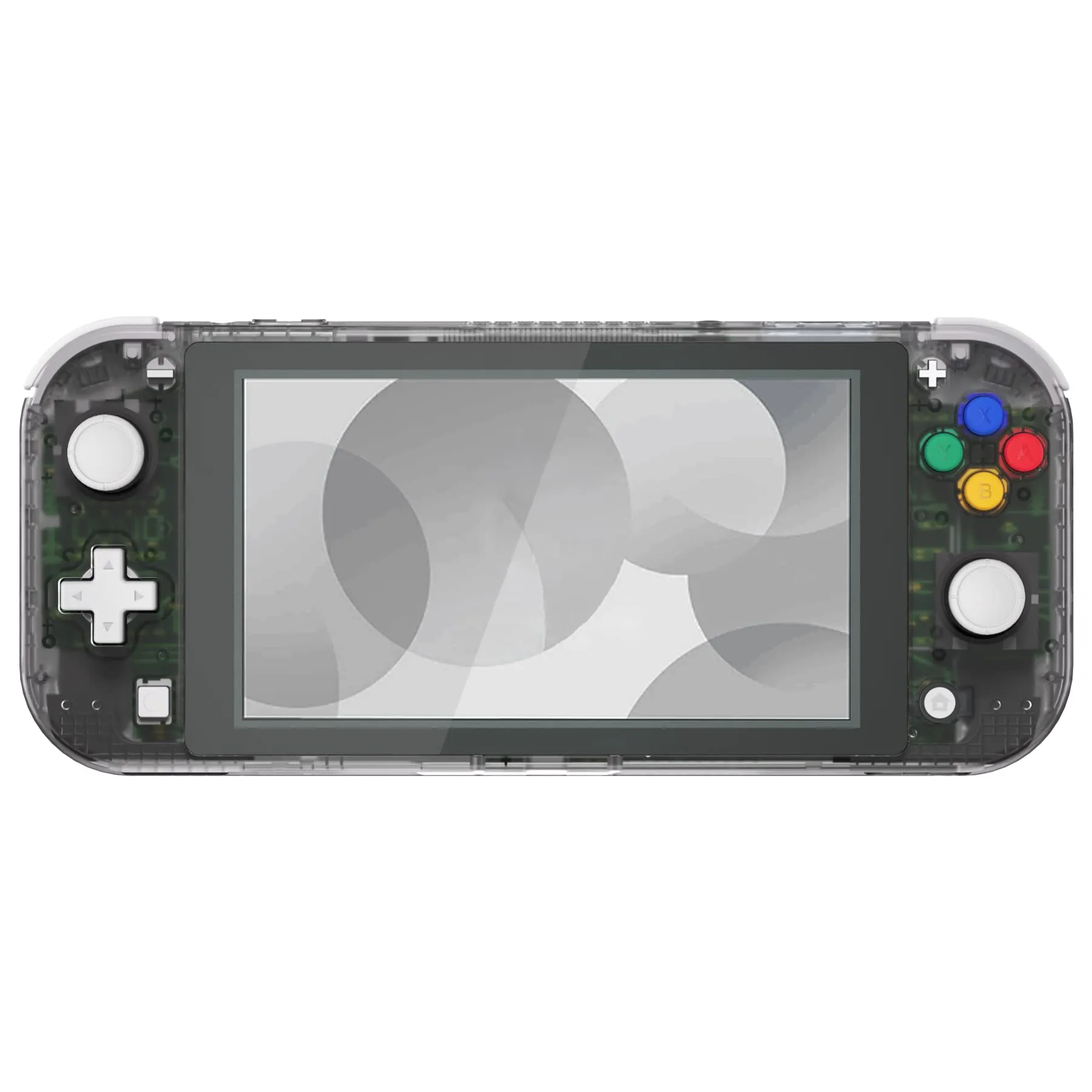 eXtremeRate Replacement Shell and ABXY Buttons for Nintendo Switch Lite with Tempered Glass Screen Protector - Transparent Black - immagine 3