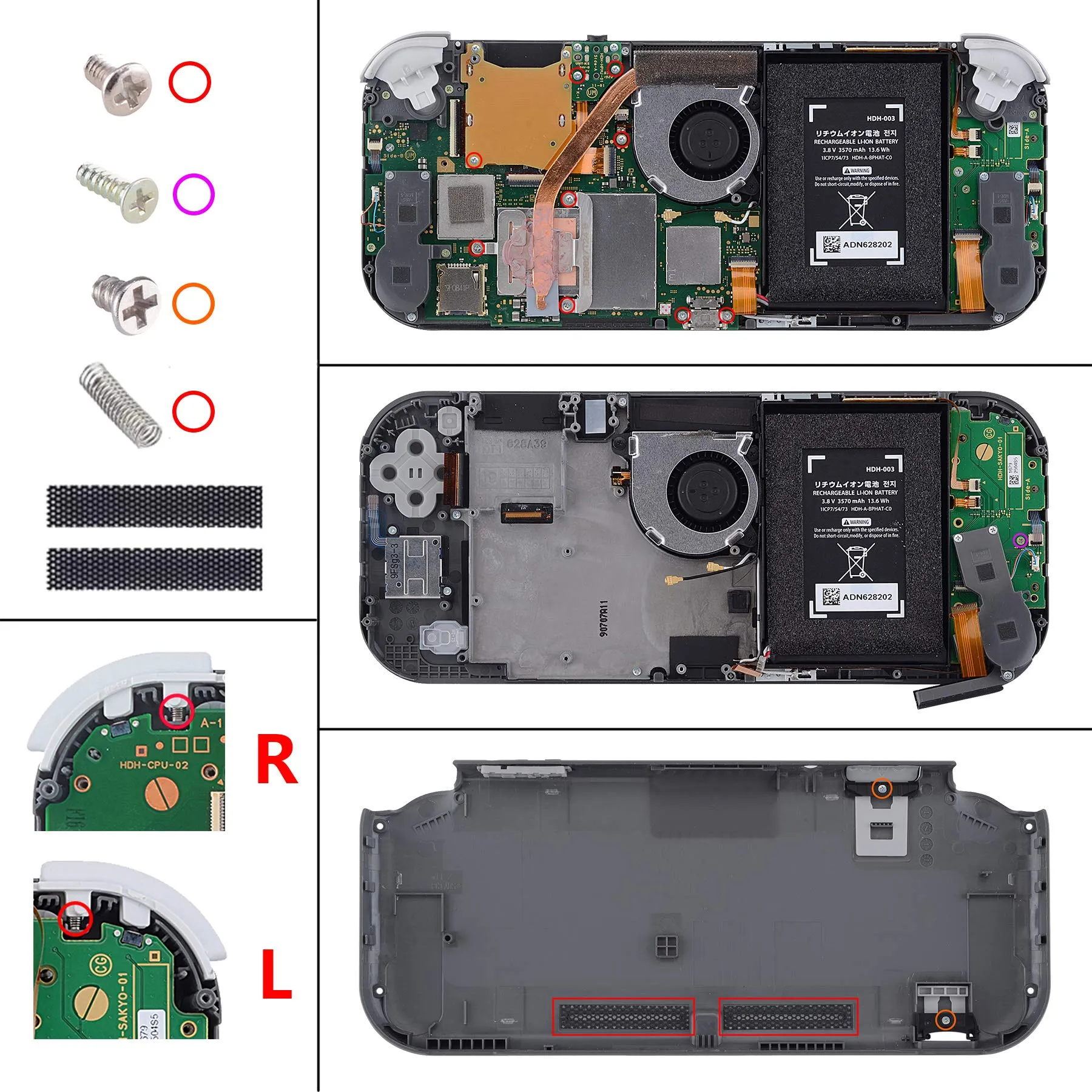 eXtremeRate Replacement Shell and ABXY Buttons for Nintendo Switch Lite with Tempered Glass Screen Protector - Transparent Black - immagine 7