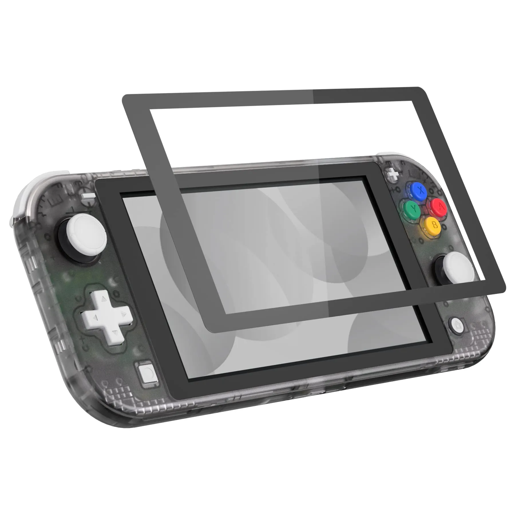 eXtremeRate Replacement Shell and ABXY Buttons for Nintendo Switch Lite with Tempered Glass Screen Protector - Transparent Black - immagine 8