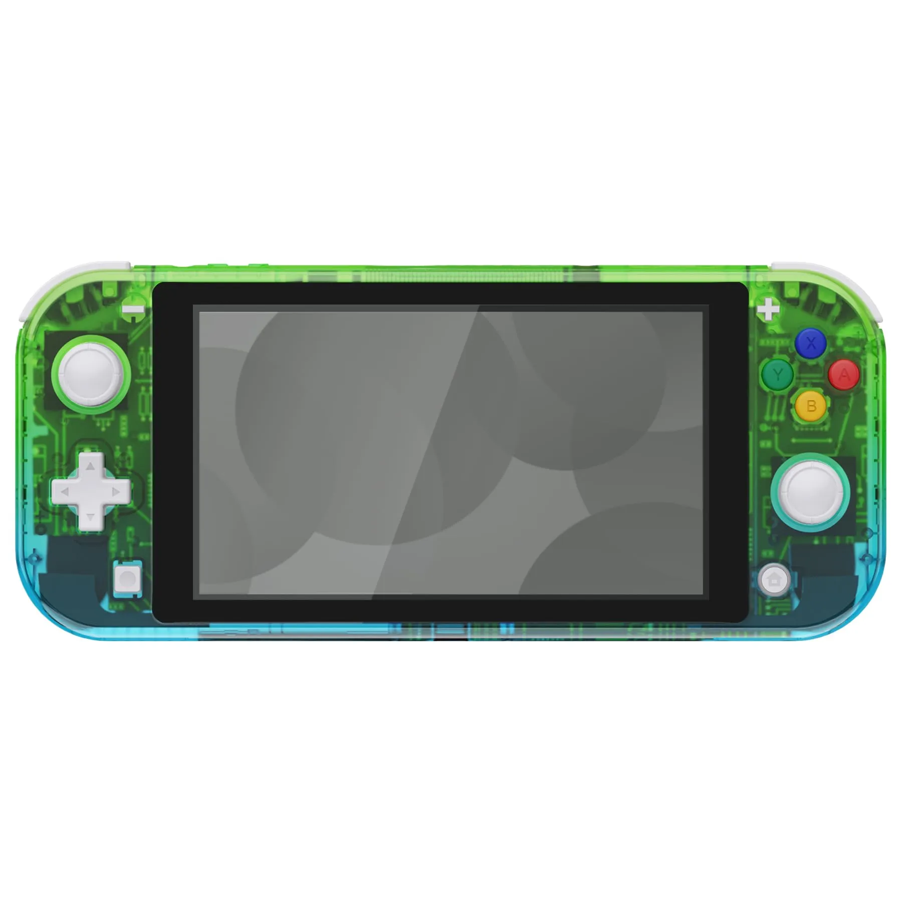 eXtremeRate Replacement Shell and ABXY Buttons for Nintendo Switch Lite with Tempered Glass Screen Protector - Gradient Green Blue & Black - immagine 3