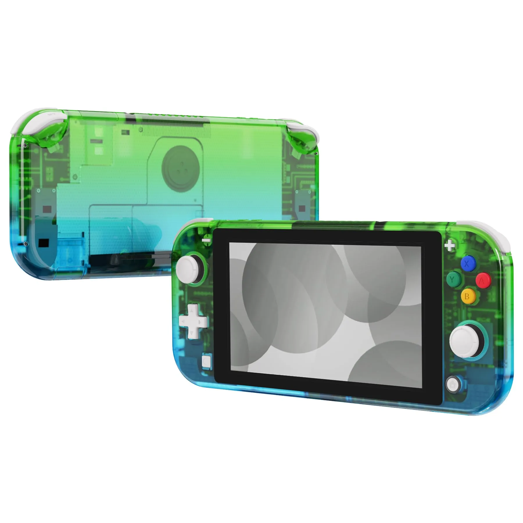 eXtremeRate Replacement Shell and ABXY Buttons for Nintendo Switch Lite with Tempered Glass Screen Protector - Gradient Green Blue & Black - immagine 5