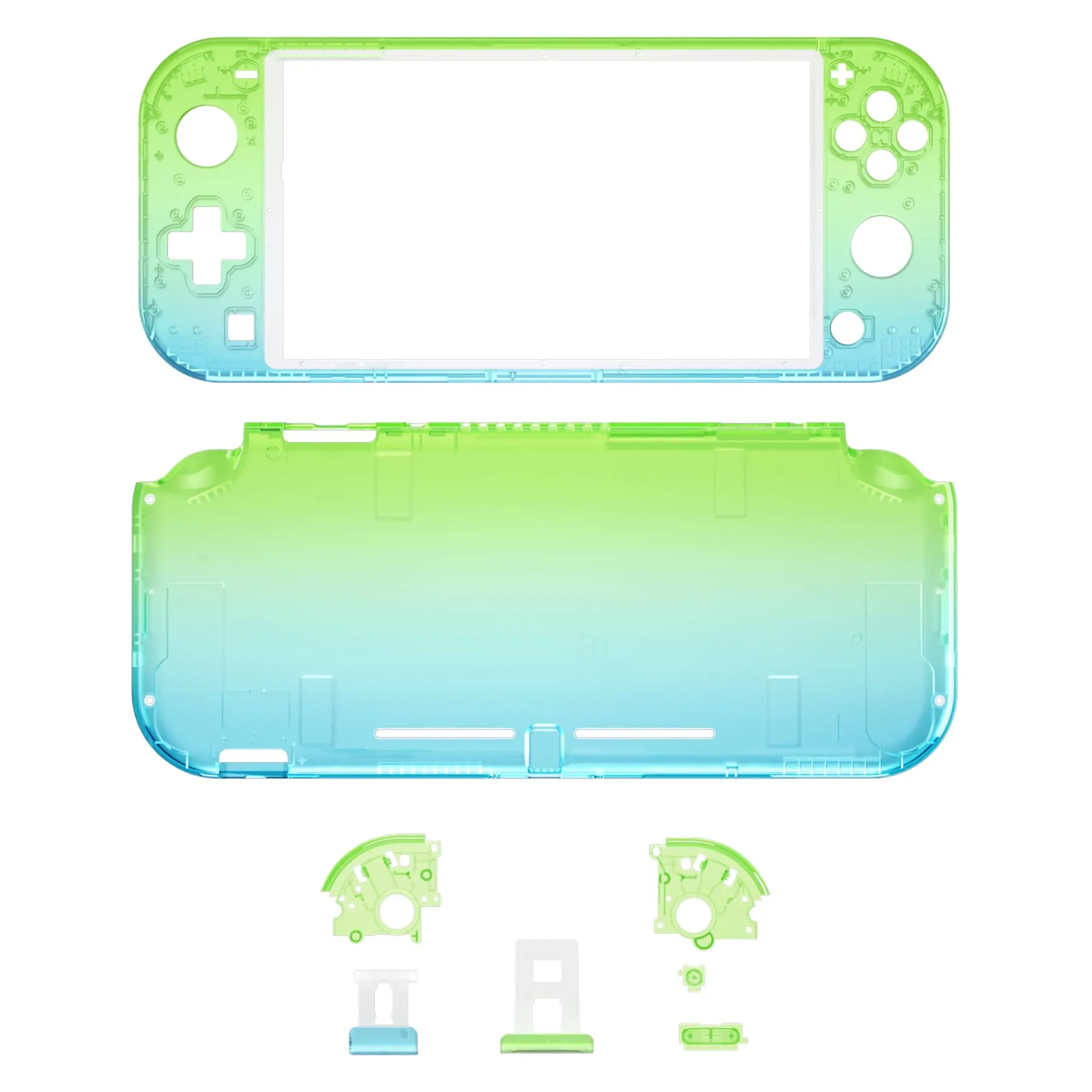 eXtremeRate Replacement Shell and ABXY Buttons for Nintendo Switch Lite with Tempered Glass Screen Protector - Gradient Green Blue & Black - immagine 8