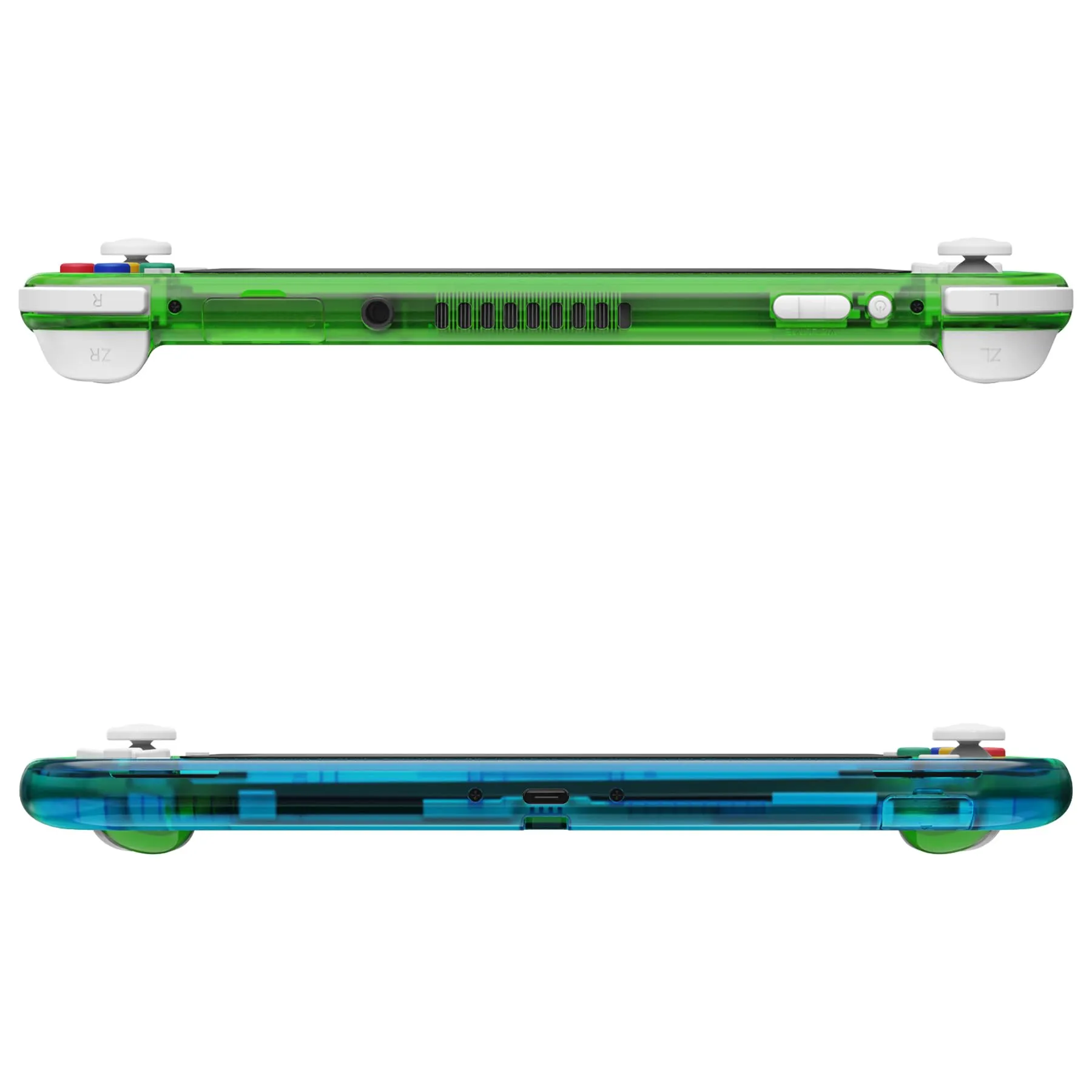 eXtremeRate Replacement Shell and ABXY Buttons for Nintendo Switch Lite with Tempered Glass Screen Protector - Gradient Green Blue & Black - immagine 9