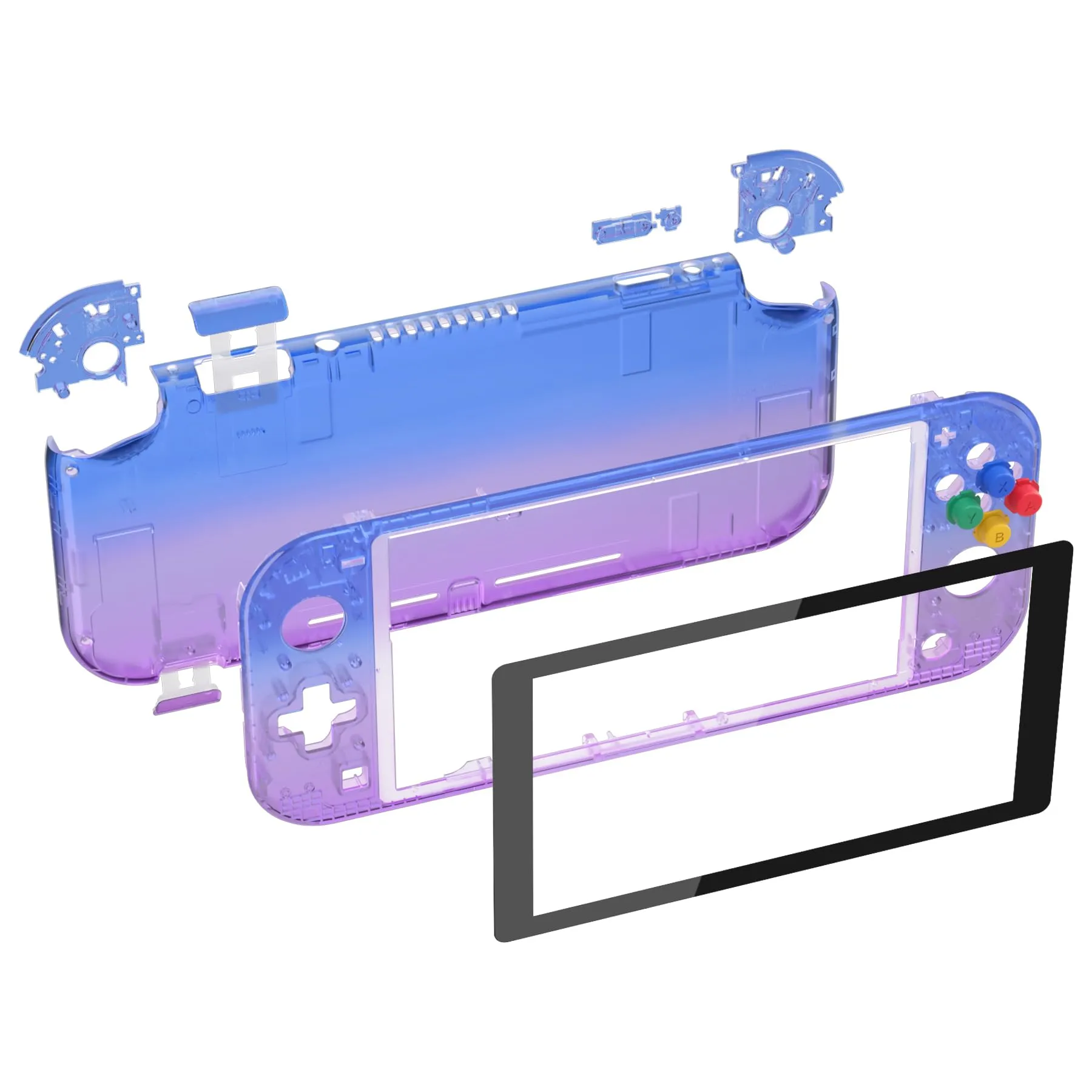 eXtremeRate Replacement Shell and ABXY Buttons for Nintendo Switch Lite with Tempered Glass Screen Protector - Gradient Blue Purple & Black - immagine 2
