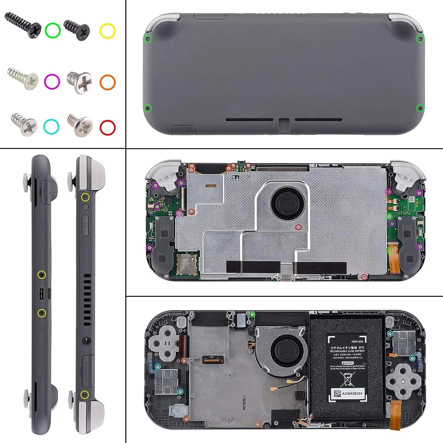 eXtremeRate Replacement Shell and ABXY Buttons for Nintendo Switch Lite with Tempered Glass Screen Protector - Gradient Blue Purple & Black - immagine 6