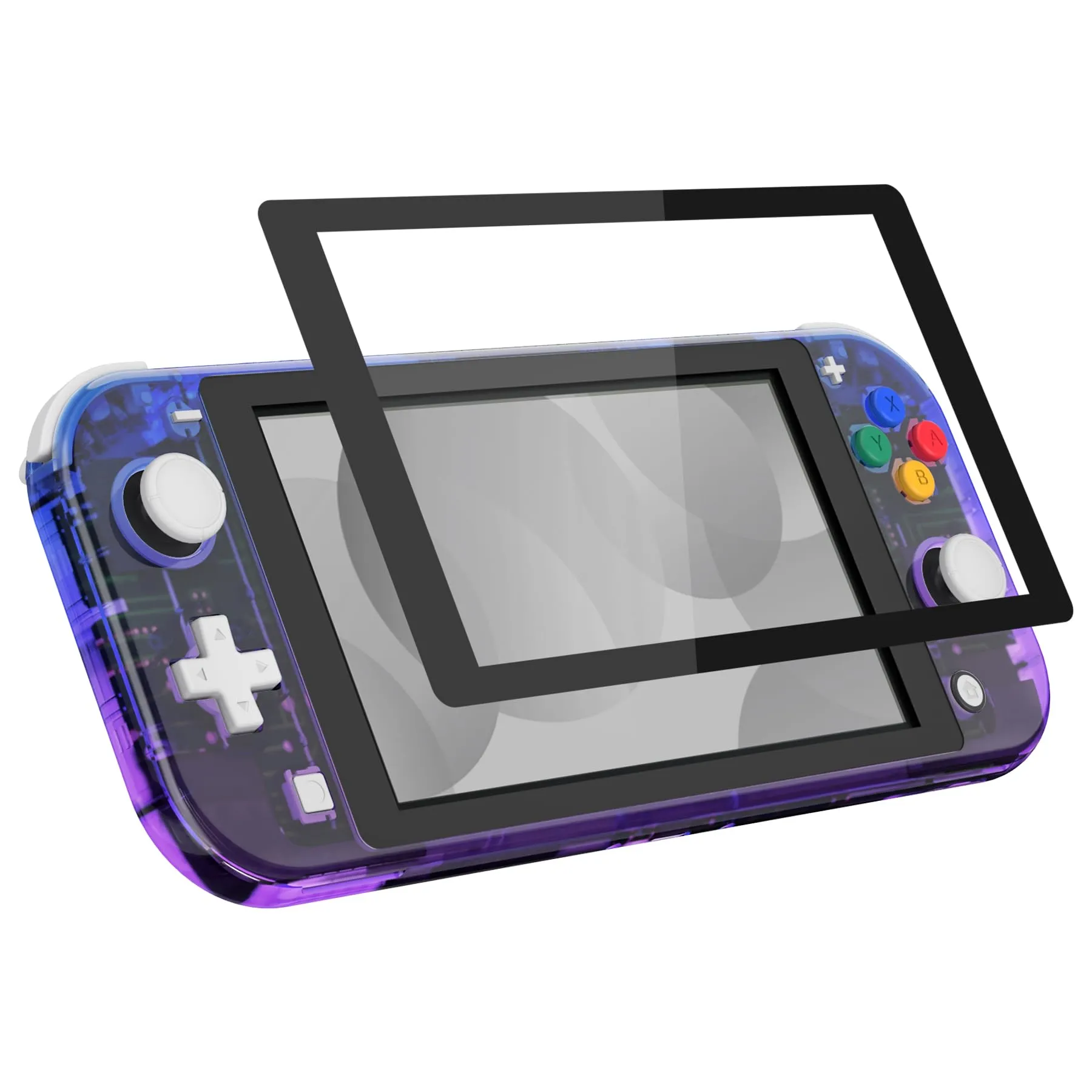 eXtremeRate Replacement Shell and ABXY Buttons for Nintendo Switch Lite with Tempered Glass Screen Protector - Gradient Blue Purple & Black - immagine 8