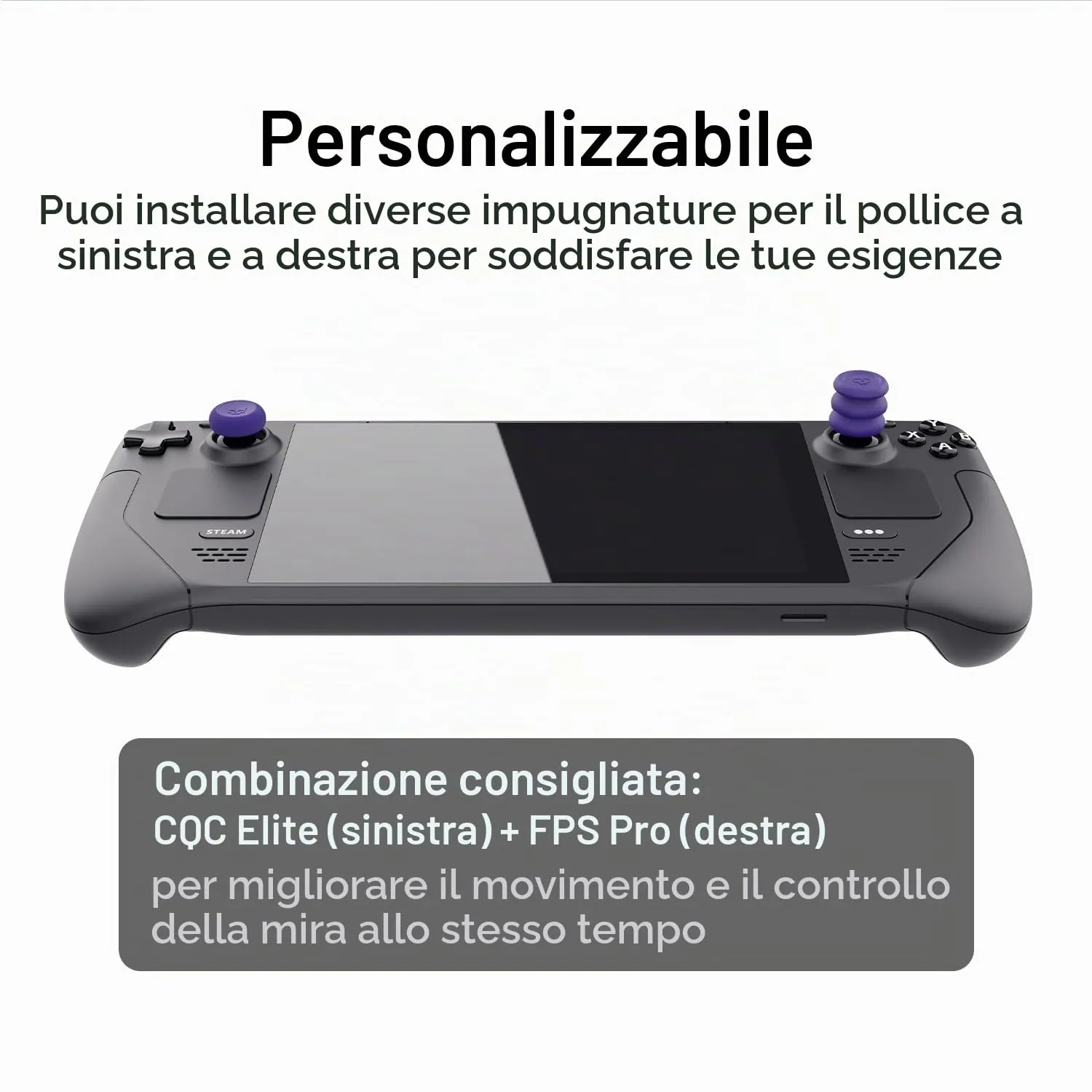 Skull & Co. CQC and FPS Thumb Grip Set for Steam Deck, Steam Deck OLED, ROG Ally and ROG Ally X - Galactic Purple, 3 Pairs (6pcs) - immagine 7