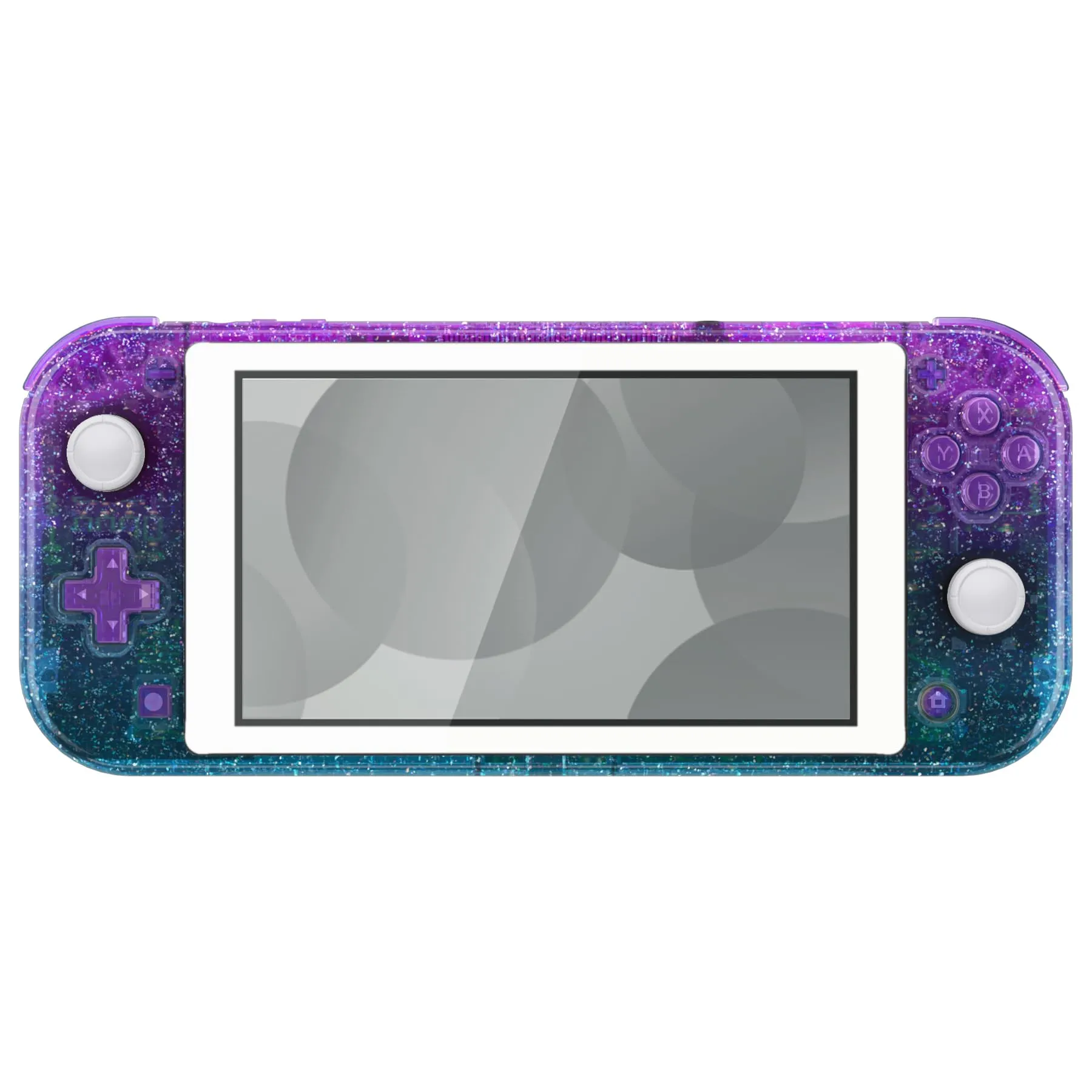 eXtremeRate Replacement Shell and Buttons for Nintendo Switch Lite with Tempered Glass Screen Protector - Glitter Gradient Purple Cyan & White - immagine 3