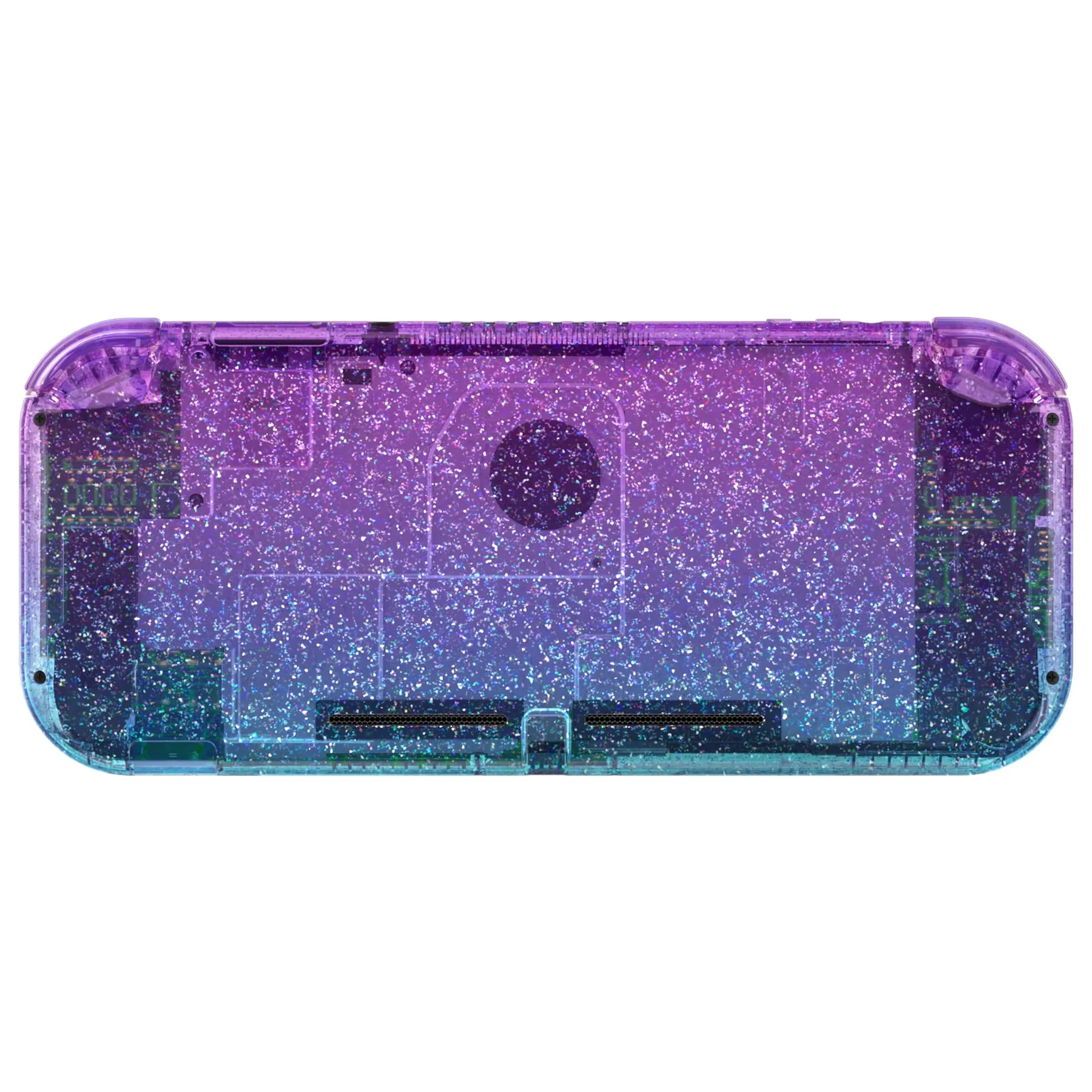 eXtremeRate Replacement Shell and Buttons for Nintendo Switch Lite with Tempered Glass Screen Protector - Glitter Gradient Purple Cyan & White - immagine 4