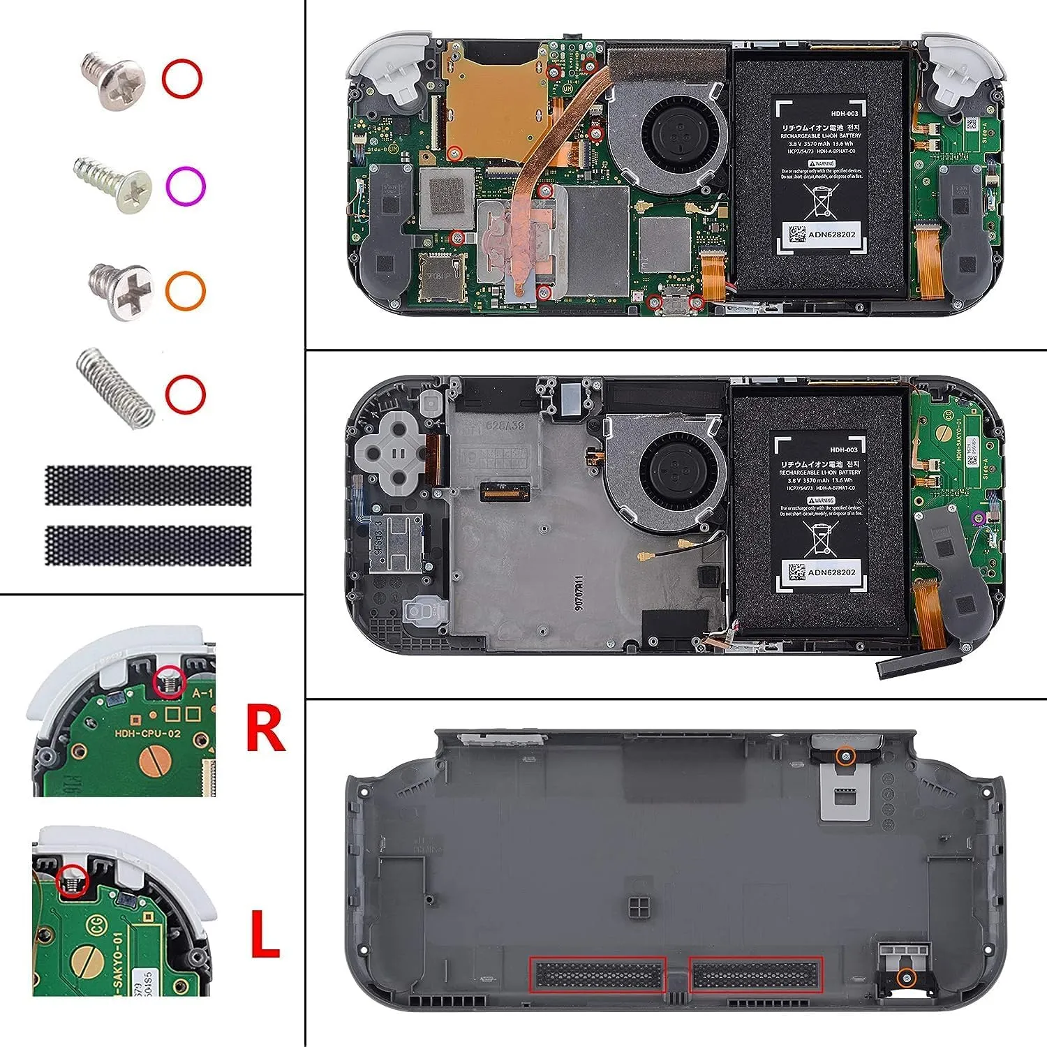 eXtremeRate Replacement Shell and Buttons for Nintendo Switch Lite with Tempered Glass Screen Protector - Glitter Gradient Purple Cyan & White - immagine 7