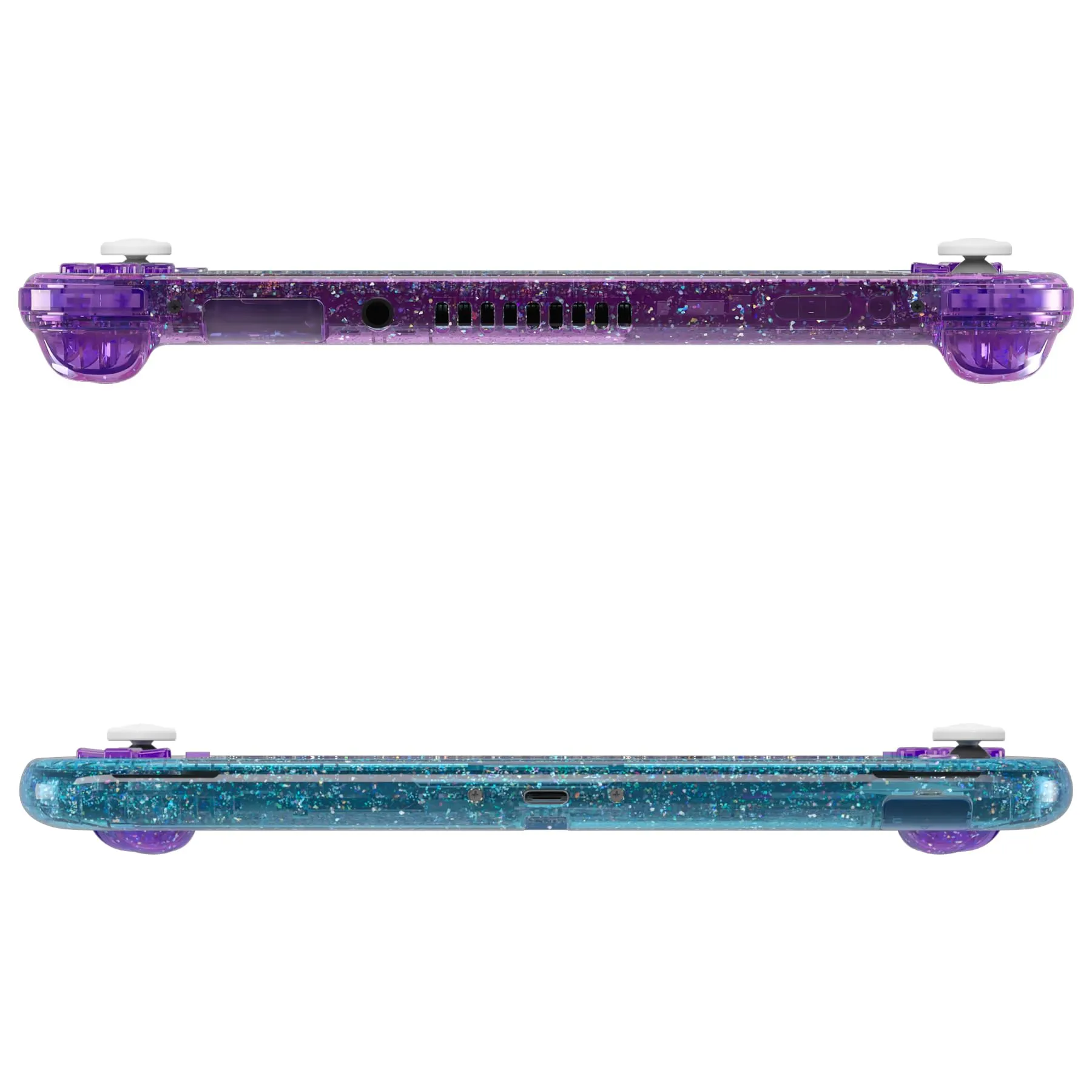 eXtremeRate Replacement Shell and Buttons for Nintendo Switch Lite with Tempered Glass Screen Protector - Glitter Gradient Purple Cyan & White - immagine 9