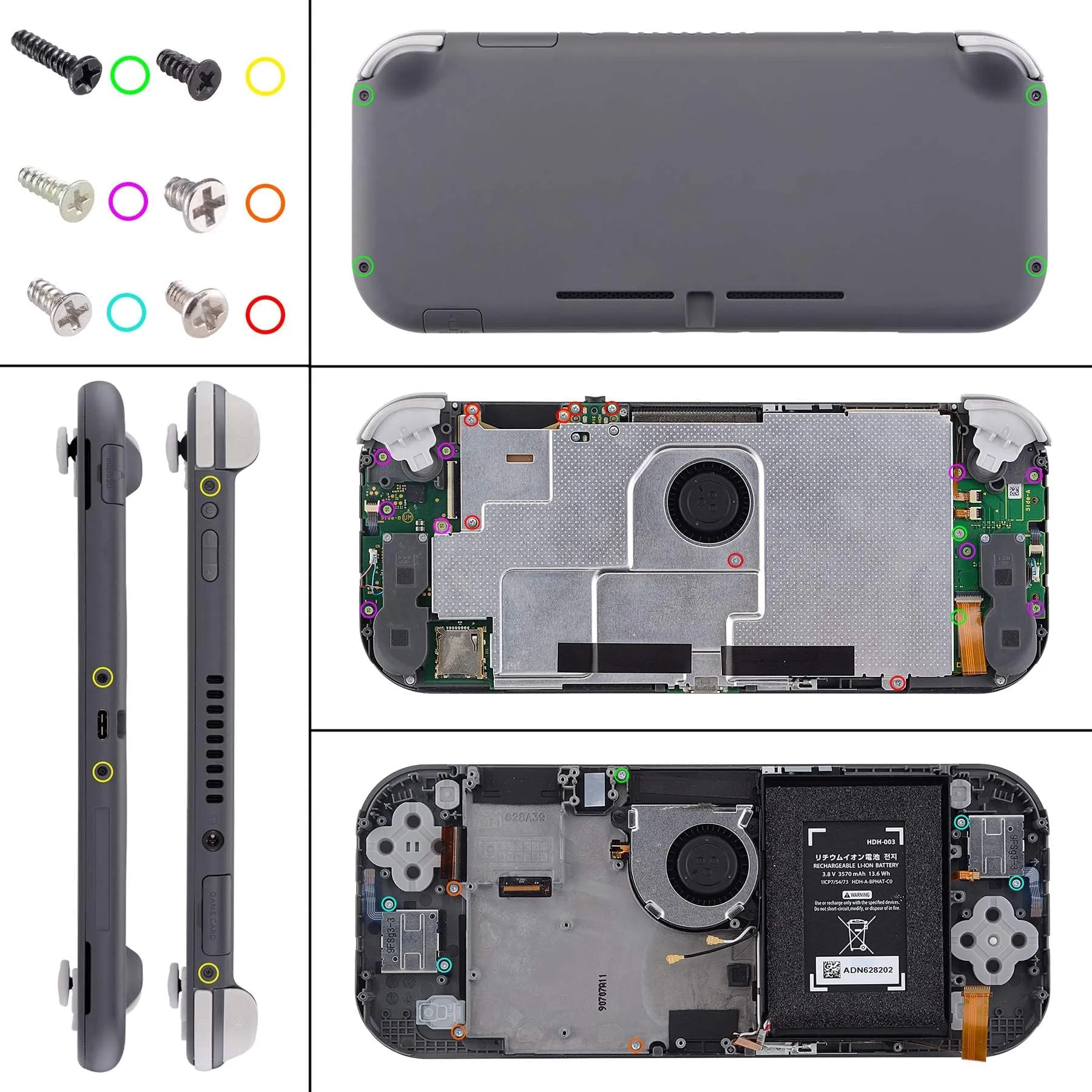 eXtremeRate Replacement Shell and ABXY Buttons for Nintendo Switch Lite with Tempered Glass Screen Protector - Transparent Orange - immagine 6