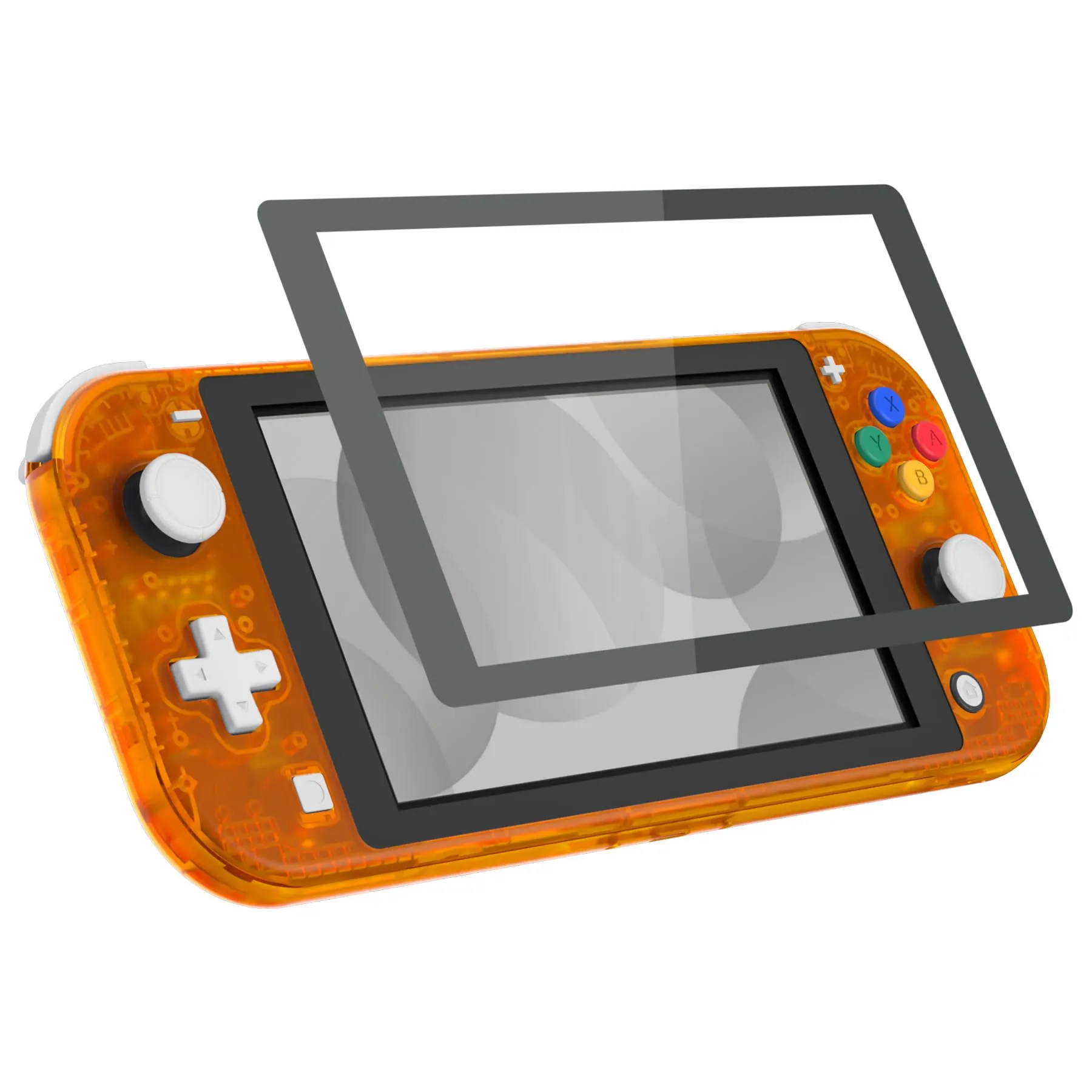 eXtremeRate Replacement Shell and ABXY Buttons for Nintendo Switch Lite with Tempered Glass Screen Protector - Transparent Orange - immagine 8