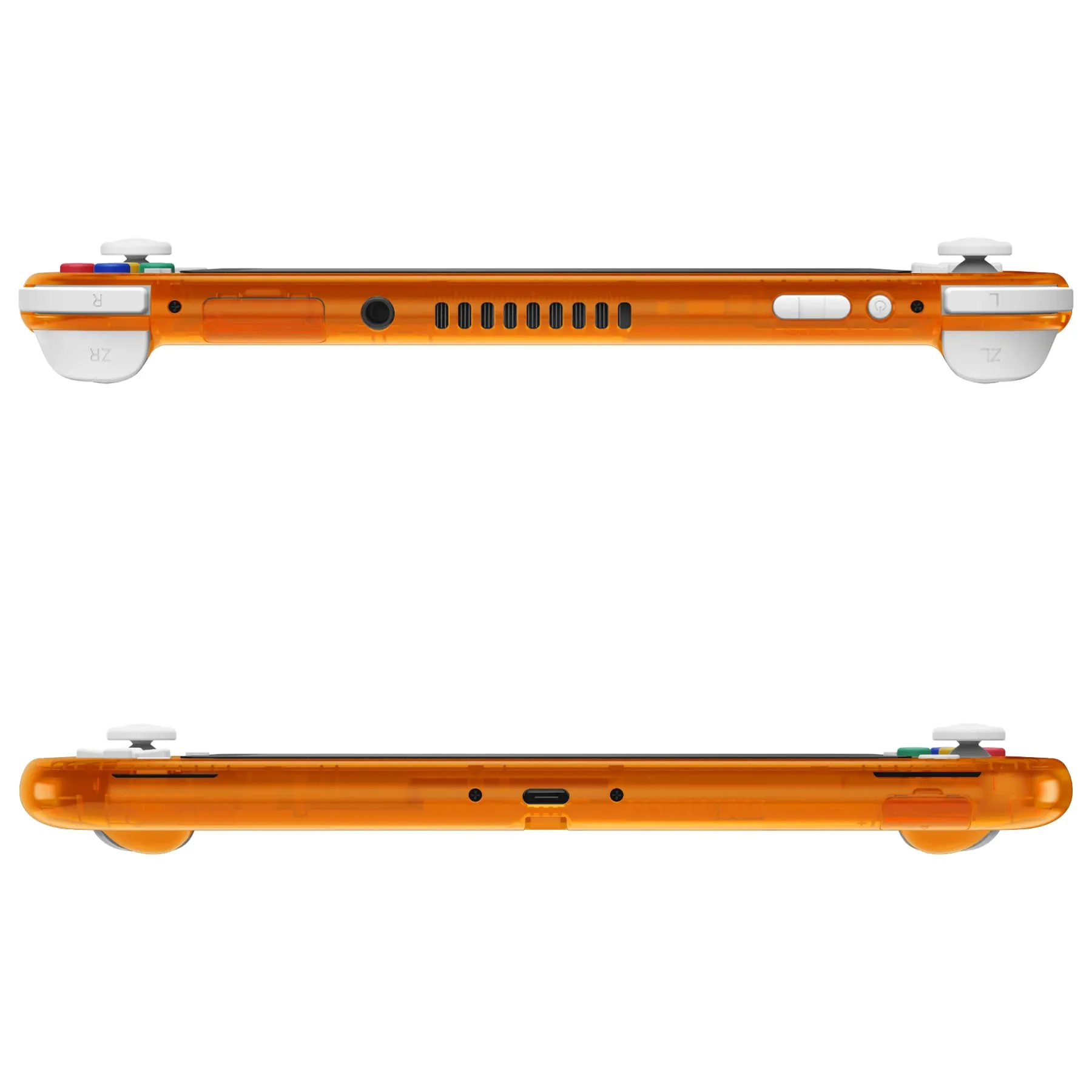 eXtremeRate Replacement Shell and ABXY Buttons for Nintendo Switch Lite with Tempered Glass Screen Protector - Transparent Orange - immagine 9