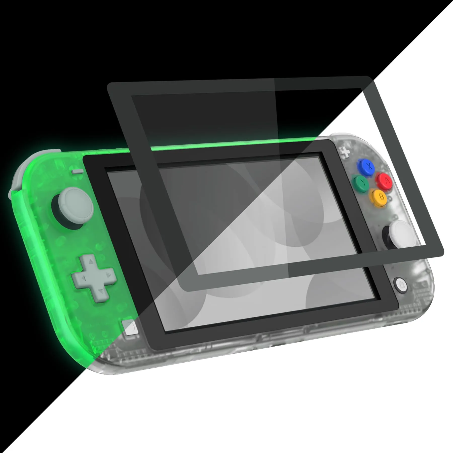 eXtremeRate Replacement Shell and ABXY Buttons for Nintendo Switch Lite with Tempered Glass Screen Protector - Transparent Clear - immagine 6