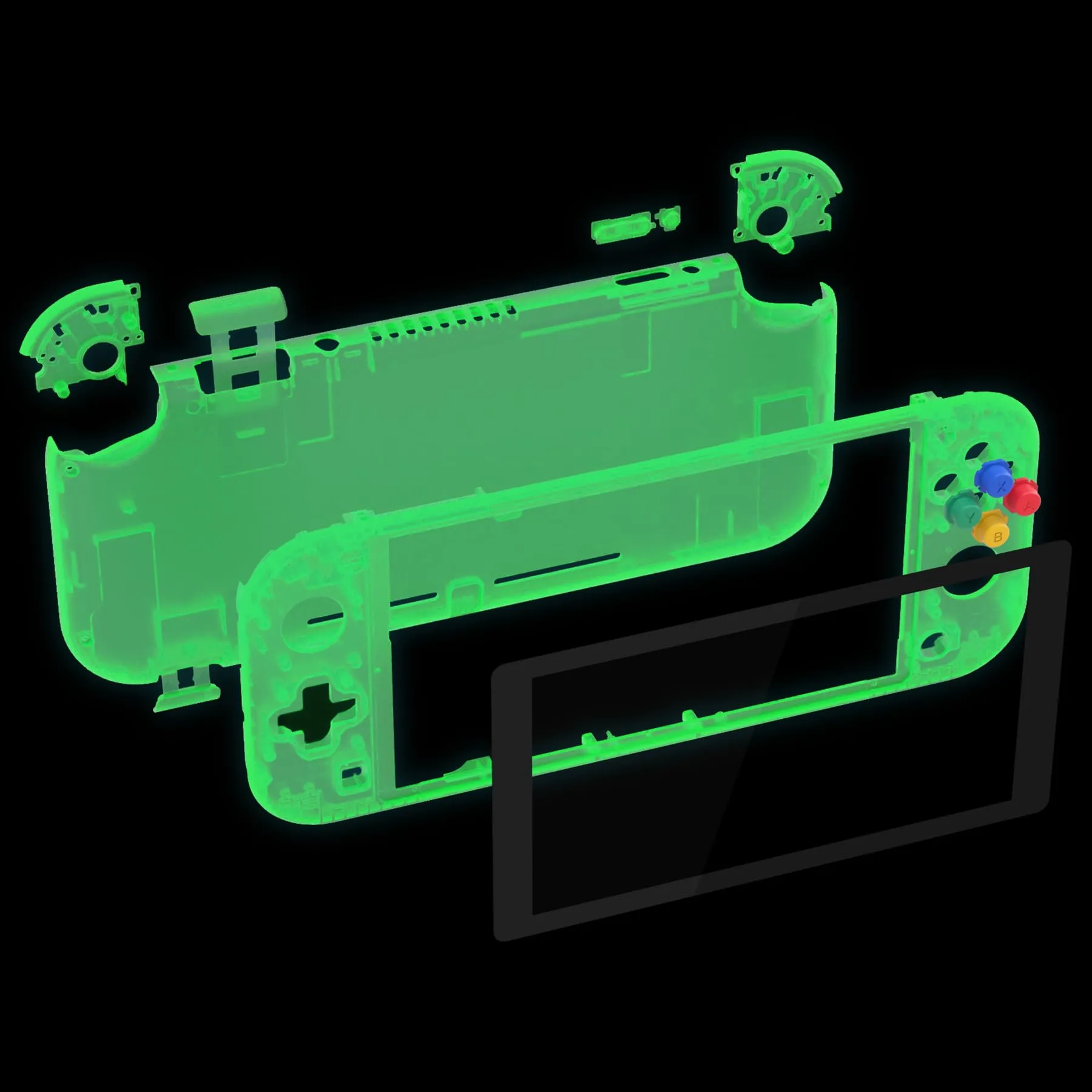 eXtremeRate Replacement Shell and ABXY Buttons for Nintendo Switch Lite with Tempered Glass Screen Protector - Transparent Clear - immagine 9