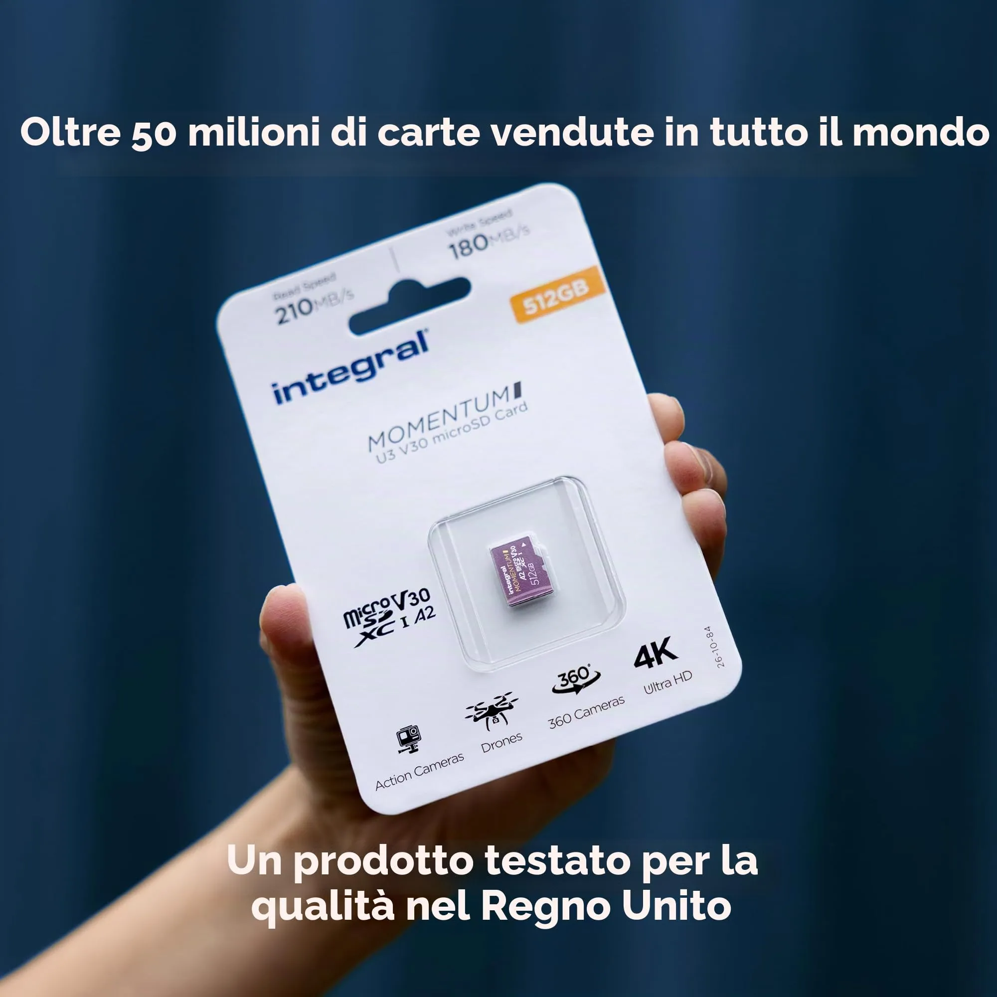 Integral Momentum I microSDXC 512GB, 210 MB/s Lettura, 180 MB/s Scrittura, V30, U3, A2 - immagine 7