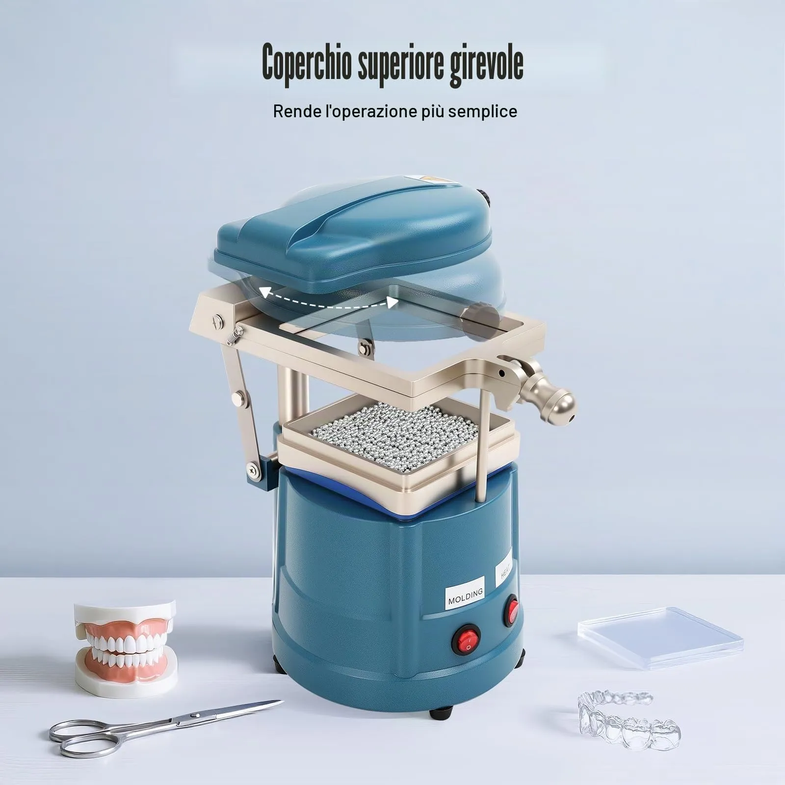 YUYUZI Dental Vacuum Former 1000W with Steel Balls for Aligners and Retainers, 220V - immagine 4