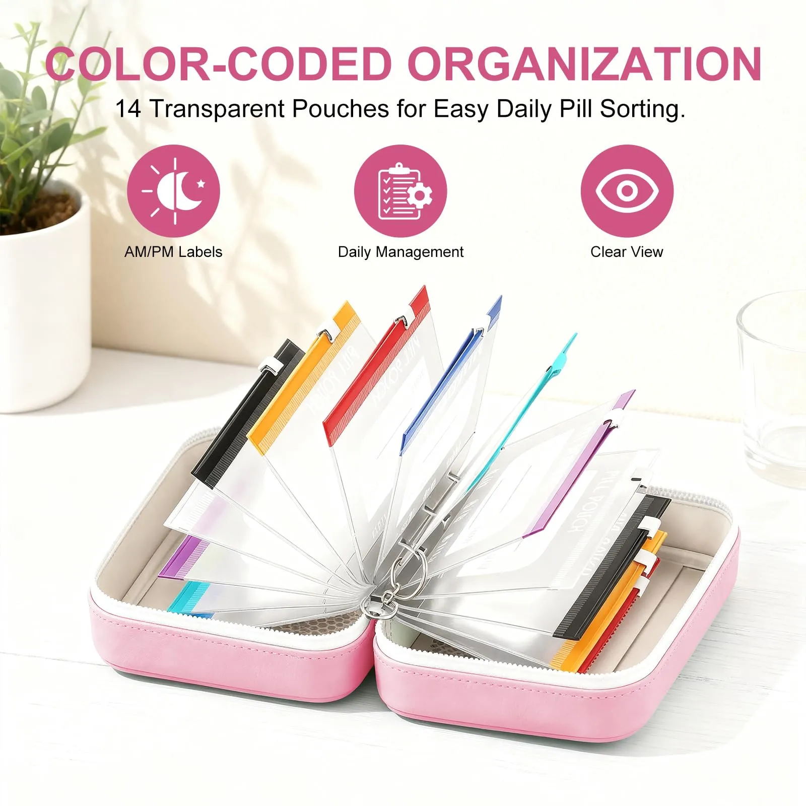 PUGTOW Set di Sacchetti per Pillole Impermeabili con 14 Bustine Colorate, A8 - immagine 3