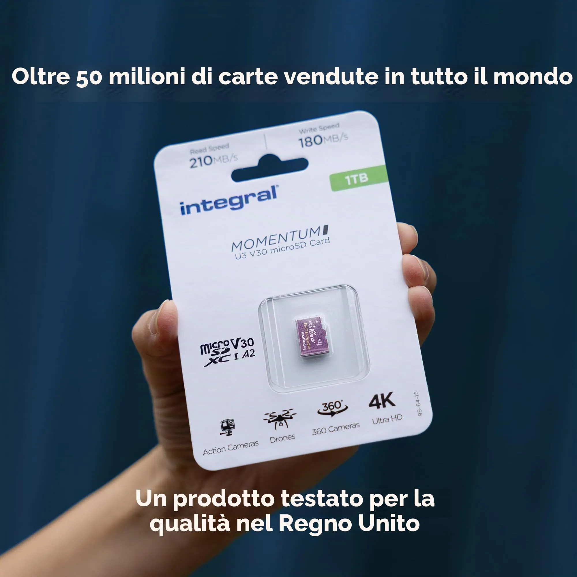 Integral Momentum I Scheda microSDXC 1 TB, 210 MB/s Lettura, 180 MB/s Scrittura, V30, U3, A2 - immagine 7
