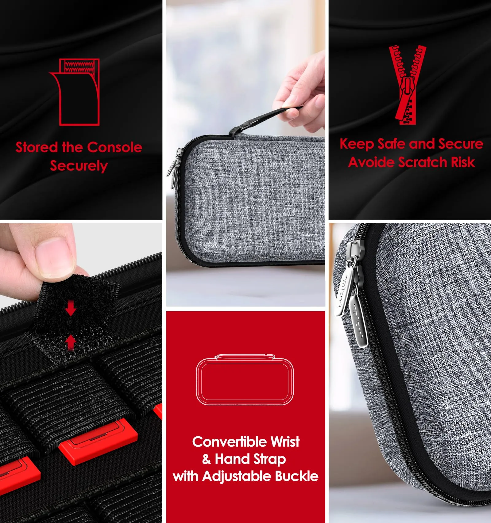 iVoler Custodia Rigida per Nintendo Switch 2 (2025), Case Protettivo da Viaggio con Slot per 12 Giochi - Grigio - immagine 6