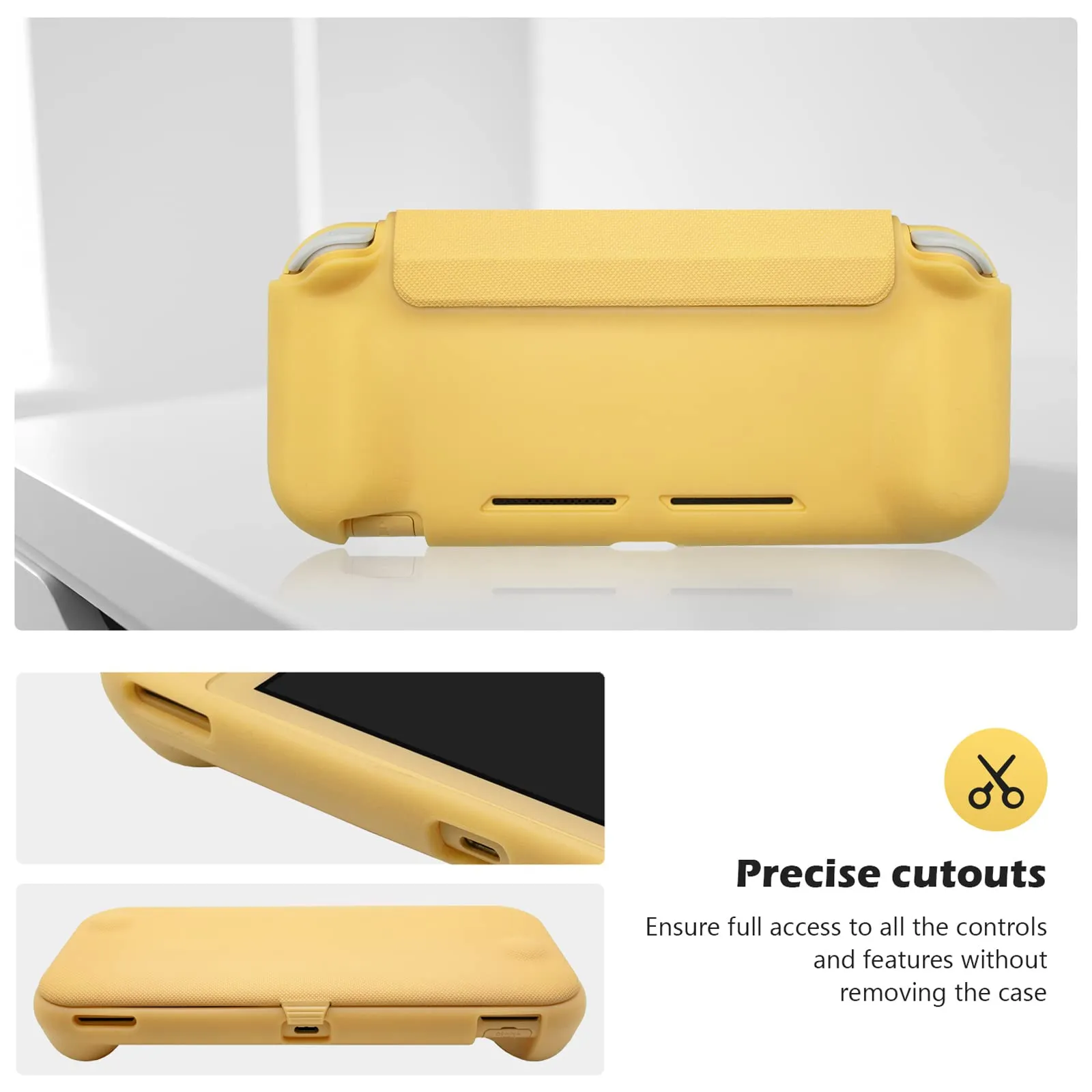 ProCase Custodia Folio con 2 Vetri Temperati per Nintendo Switch Lite 2019, Copertura Frontale Staccabile Magnetica - Giallo - immagine 5
