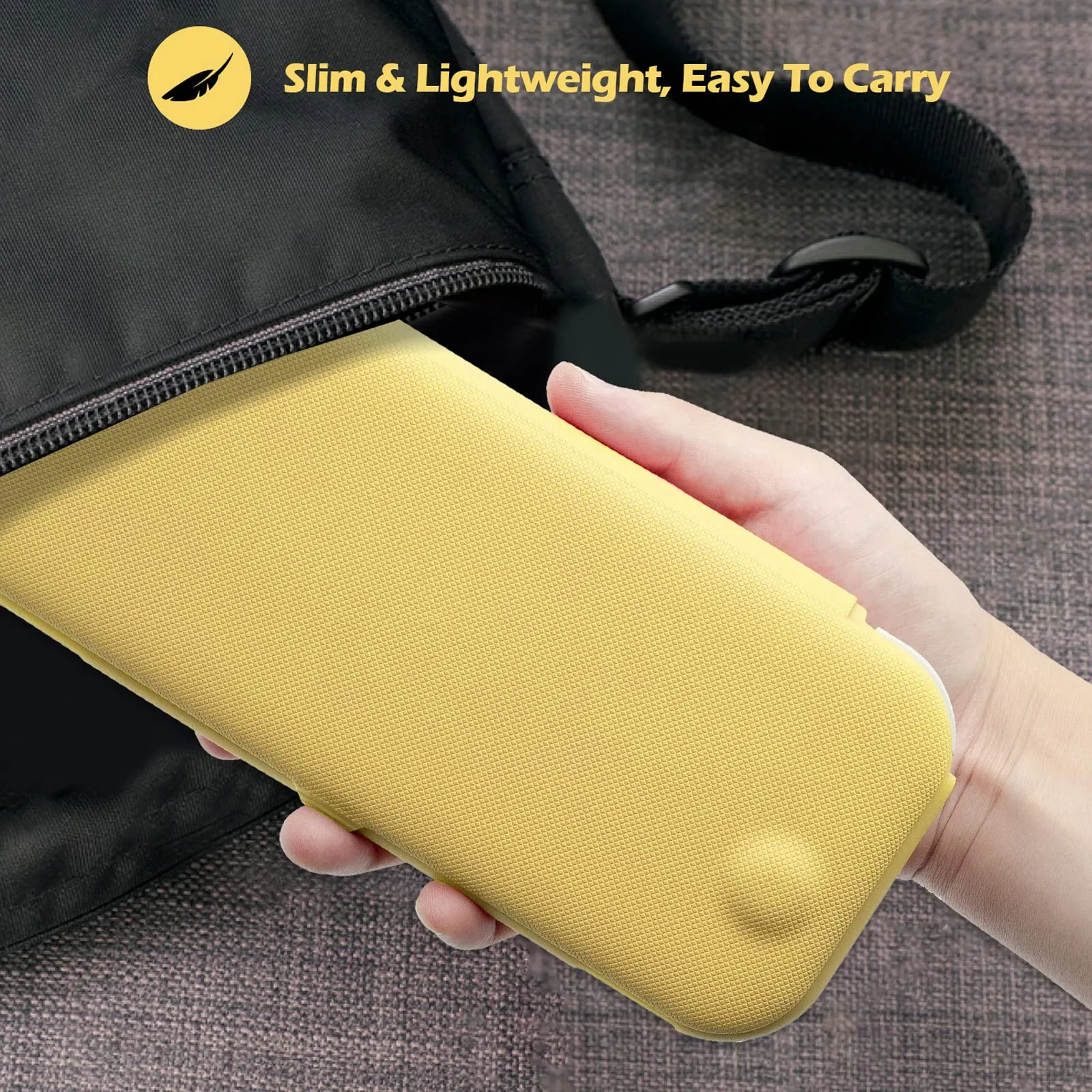 ProCase Custodia Folio con 2 Vetri Temperati per Nintendo Switch Lite 2019, Copertura Frontale Staccabile Magnetica - Giallo - immagine 7