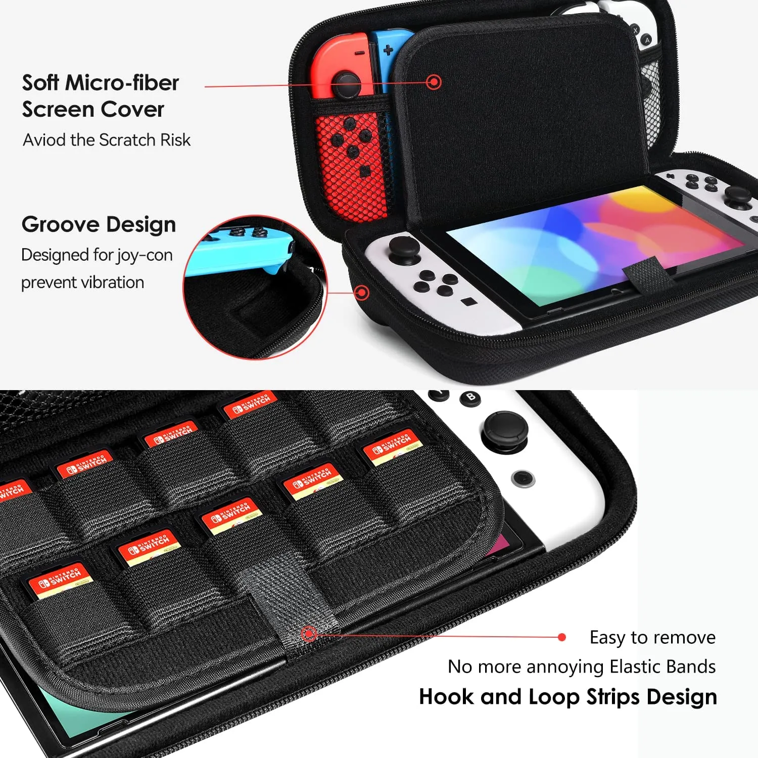 iVoler Custodia Rigida per Nintendo Switch e Nintendo Switch OLED - Nero - immagine 3