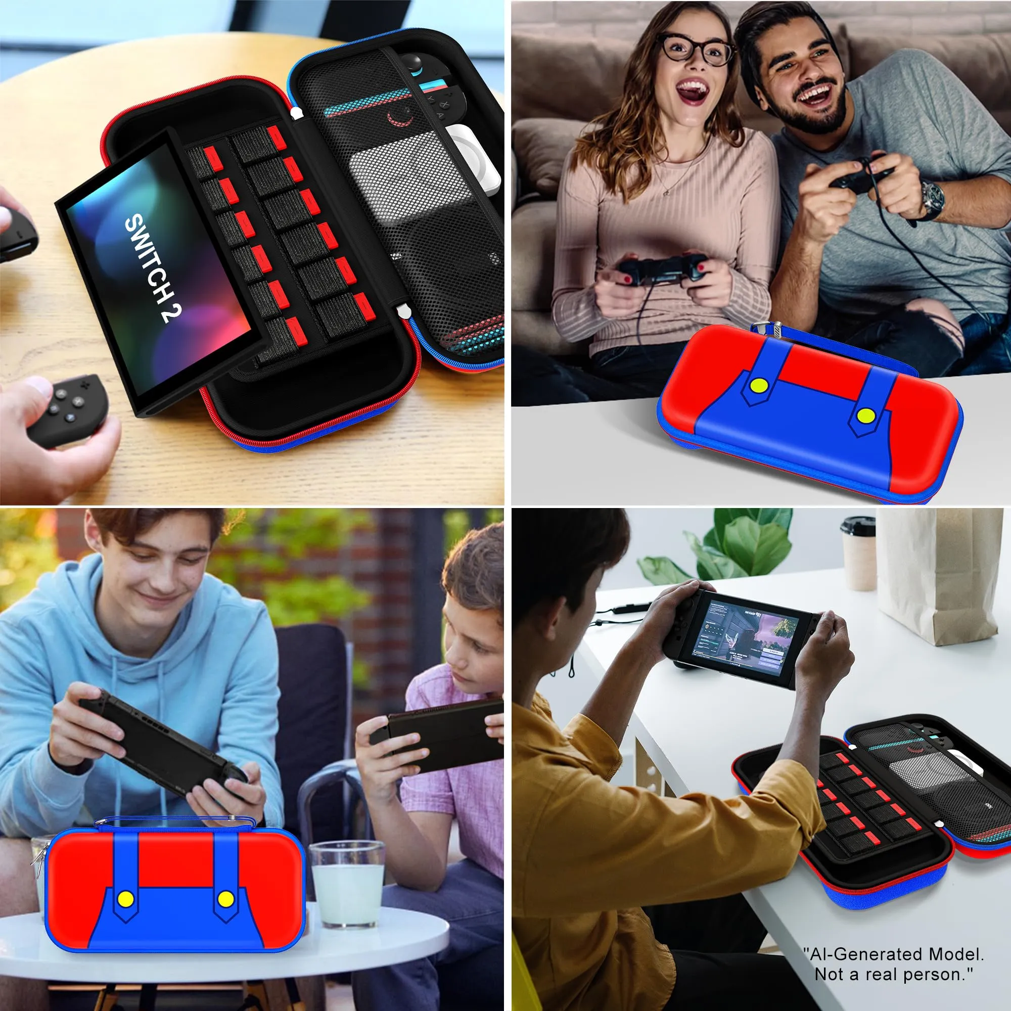iVoler Custodia Rigida per Nintendo Switch 2 (2025), Case Protettivo da Viaggio con Slot per 12 Giochi - Rosso+Blu - immagine 7