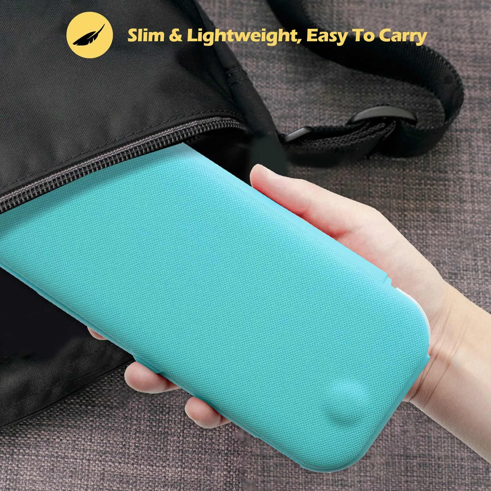 ProCase Custodia Folio con Vetro Temperato per Nintendo Switch Lite 2019, Copertura Frontale Staccabile Magnetica - Turchese - immagine 7