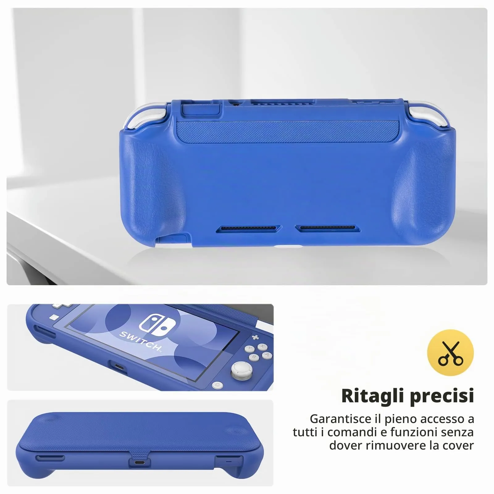 ProCase Custodia Folio Protettiva con 2 Vetri Temperati per Nintendo Switch Lite 2019, Copertura Frontale Staccabile Magnetica (Blu) - immagine 6