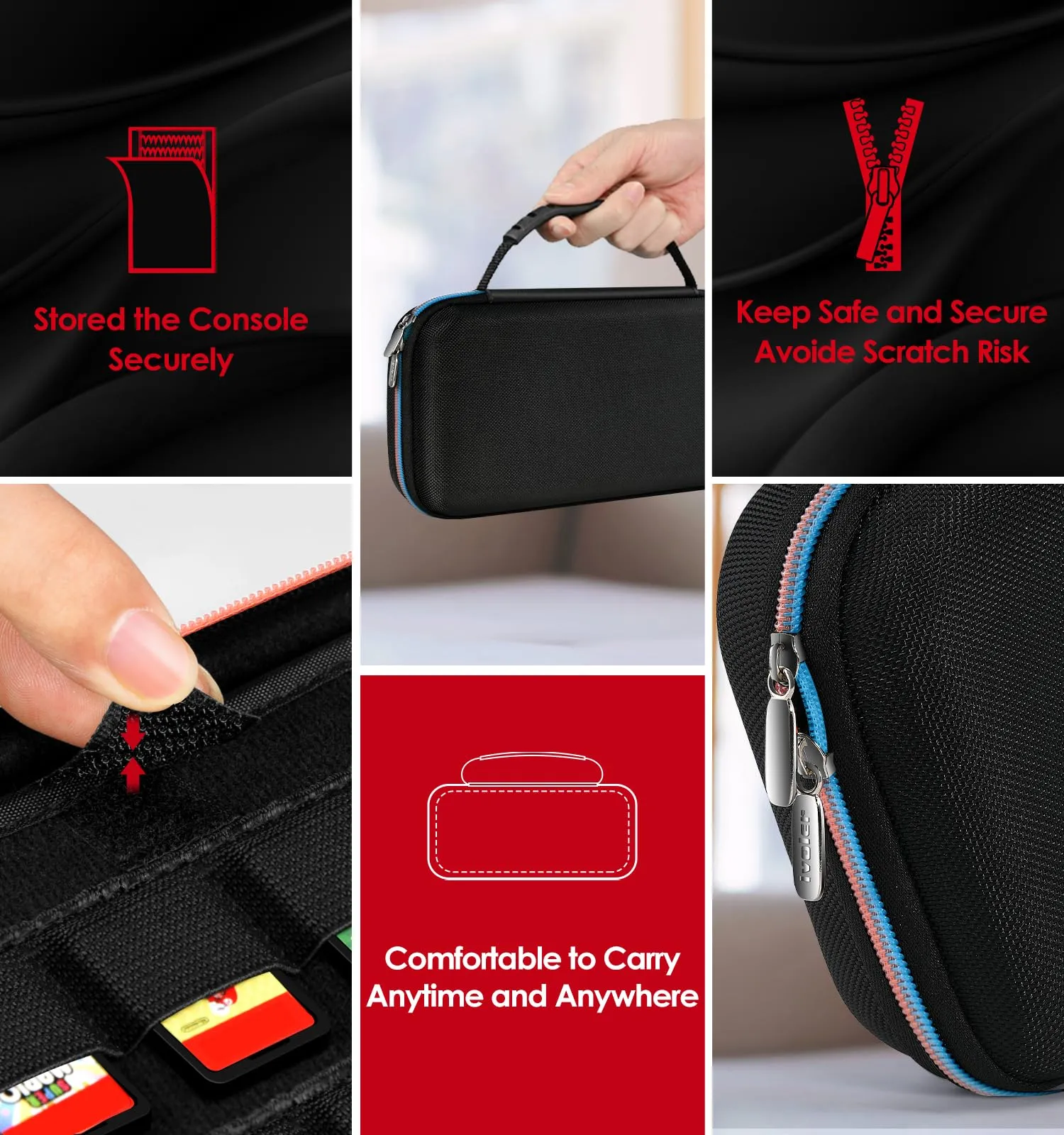 iVoler Custodia Rigida per Nintendo Switch 2 (2025), Case Protettiva da Viaggio con Slot per 12 Giochi - Nero - immagine 5