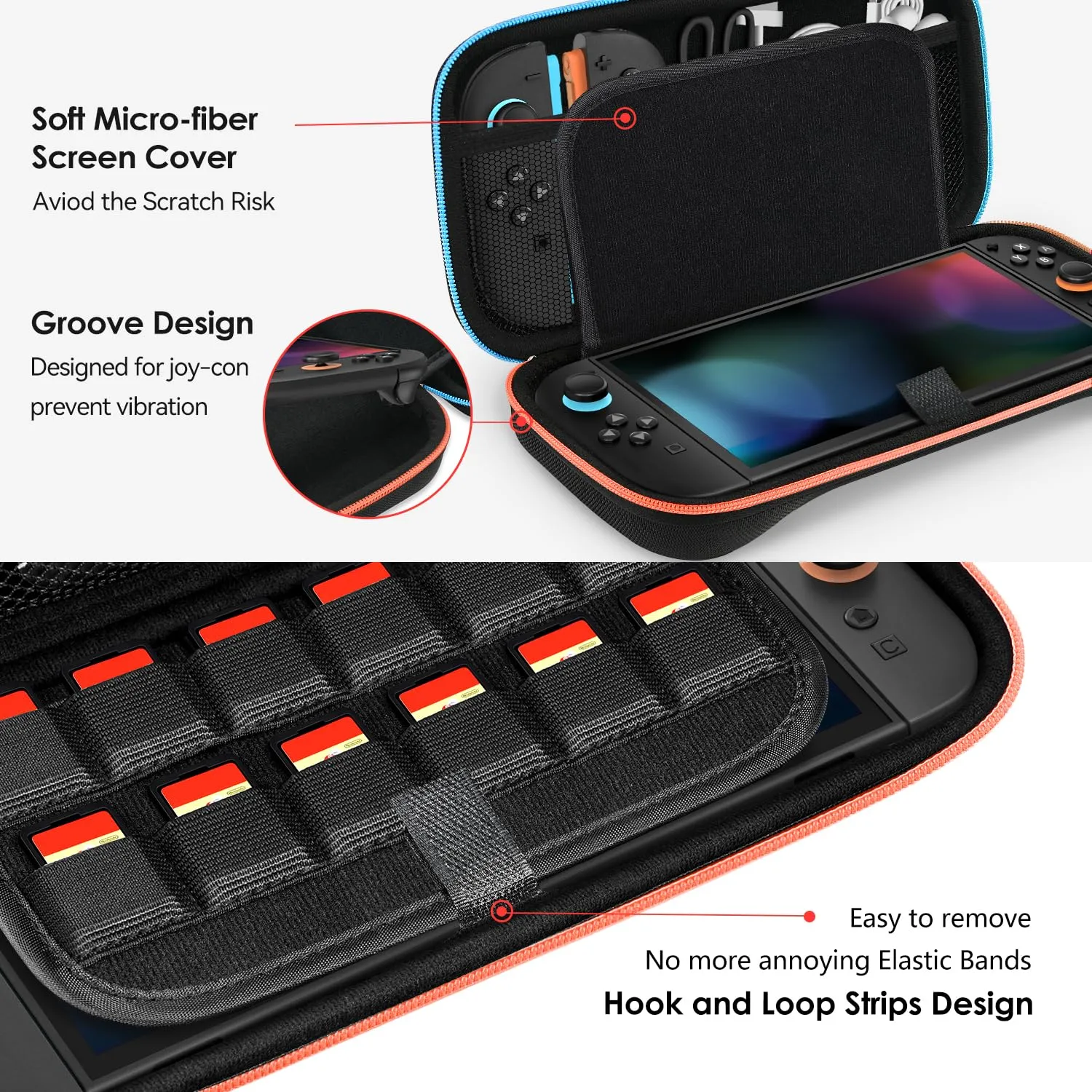 iVoler Custodia Rigida per Nintendo Switch 2 (2025), Case Protettiva da Viaggio con Slot per 12 Giochi - Nero - immagine 6