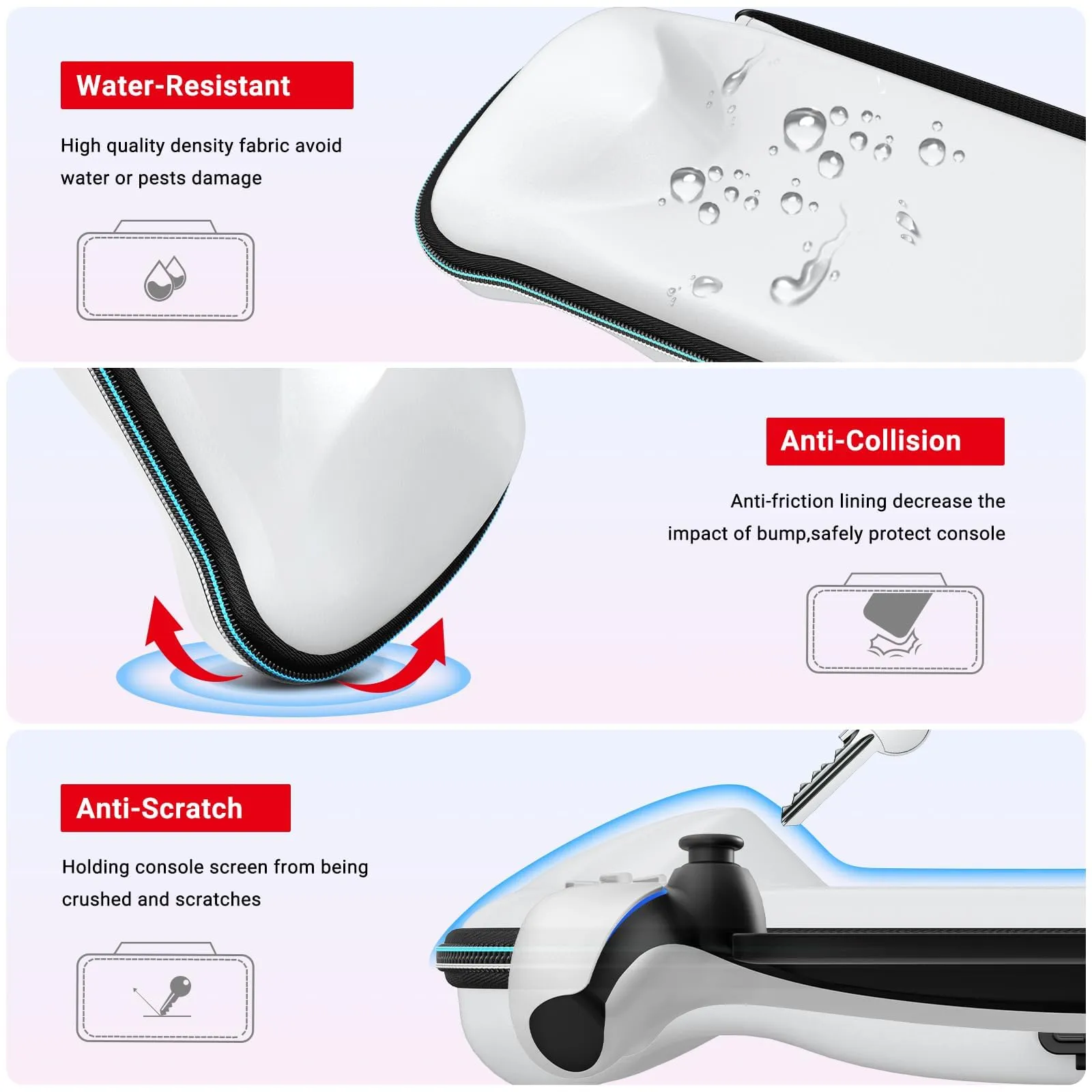 iVoler Custodia Rigida per PlayStation Portal con 2 Pellicole in Vetro Temperato - Bianco - immagine 3