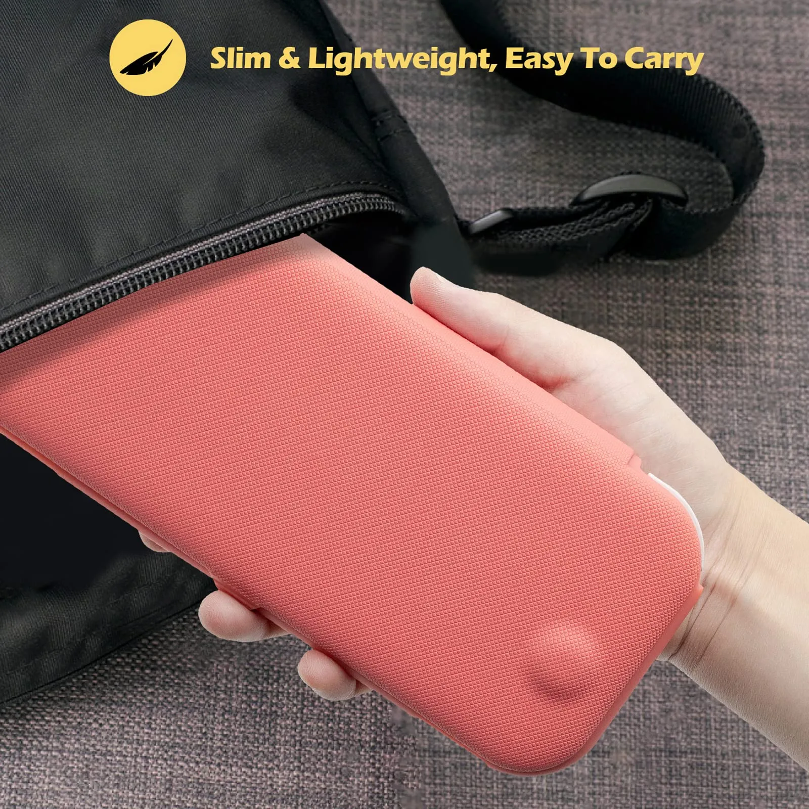 ProCase Custodia Folio con 2 Vetri Temperati per Nintendo Switch Lite 2019, Copertura Frontale Magnetica Staccabile - Corallo - immagine 7