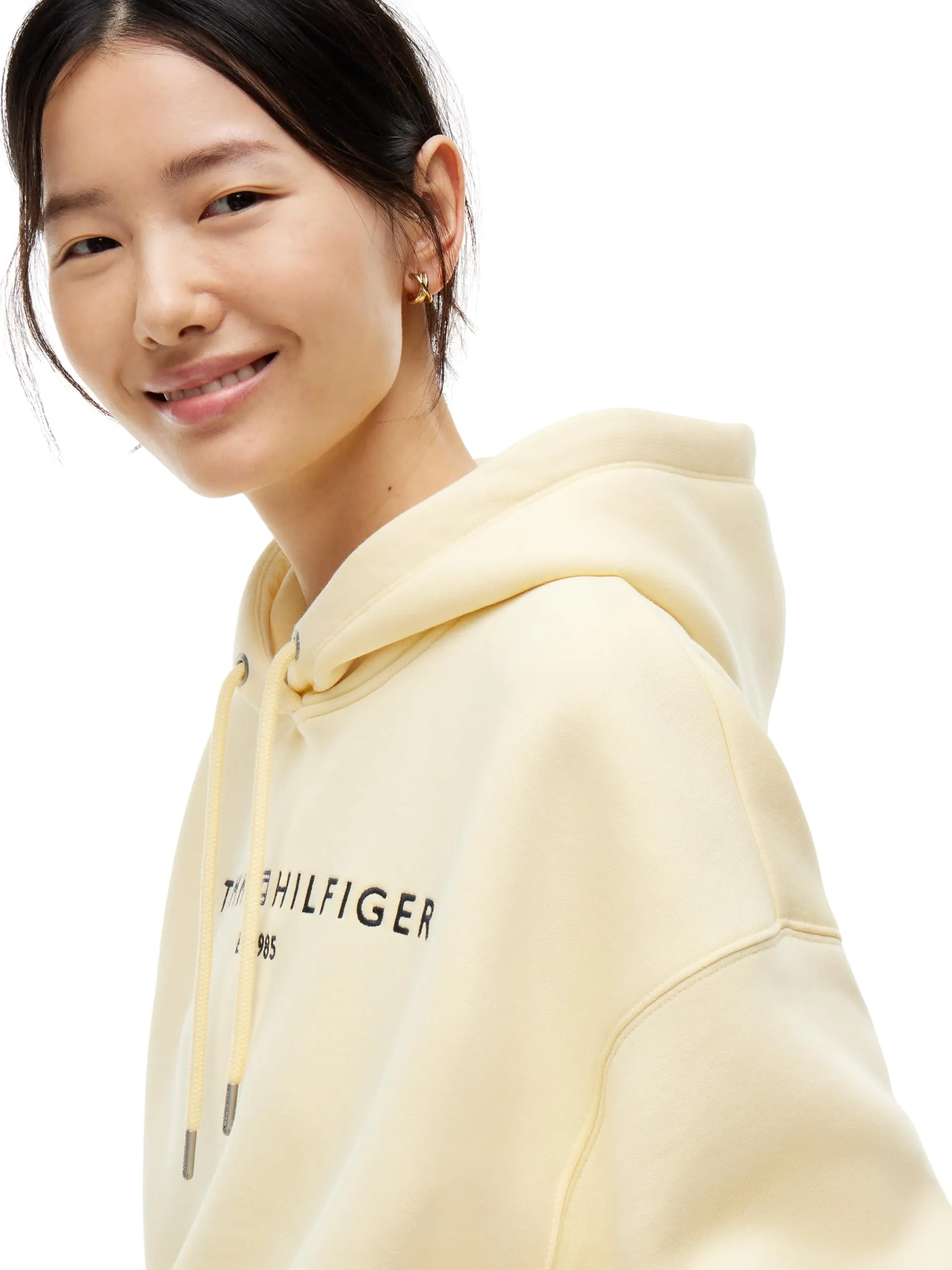 Tommy Hilfiger Felpa con Cappuccio Donna Corp Logo Mdrn WW0WW47832, Frozen Custard, XL - immagine 3
