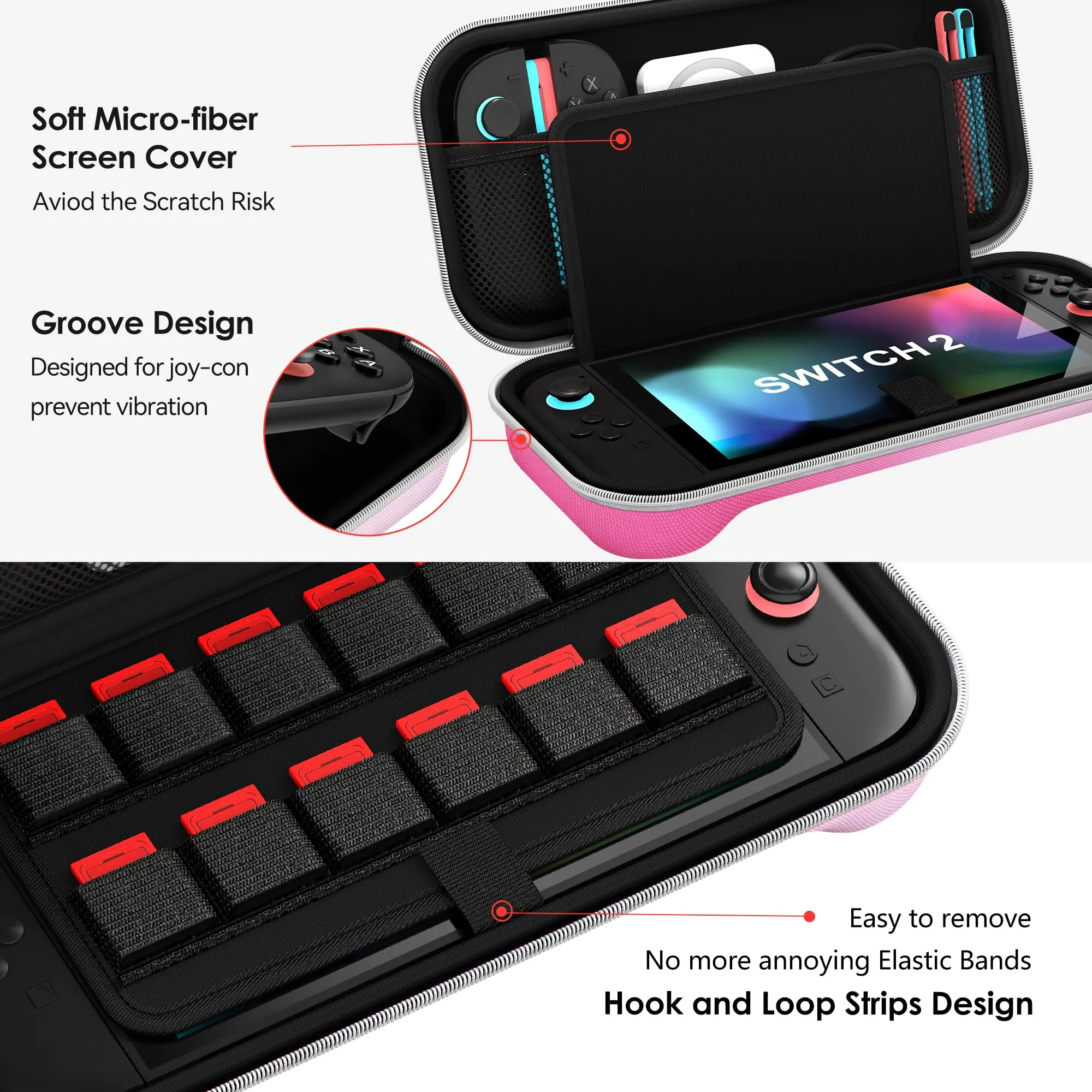 iVoler Custodia Rigida per Nintendo Switch 2 (2025) con Slot per 12 Giochi - Rosa Sfumato - immagine 3