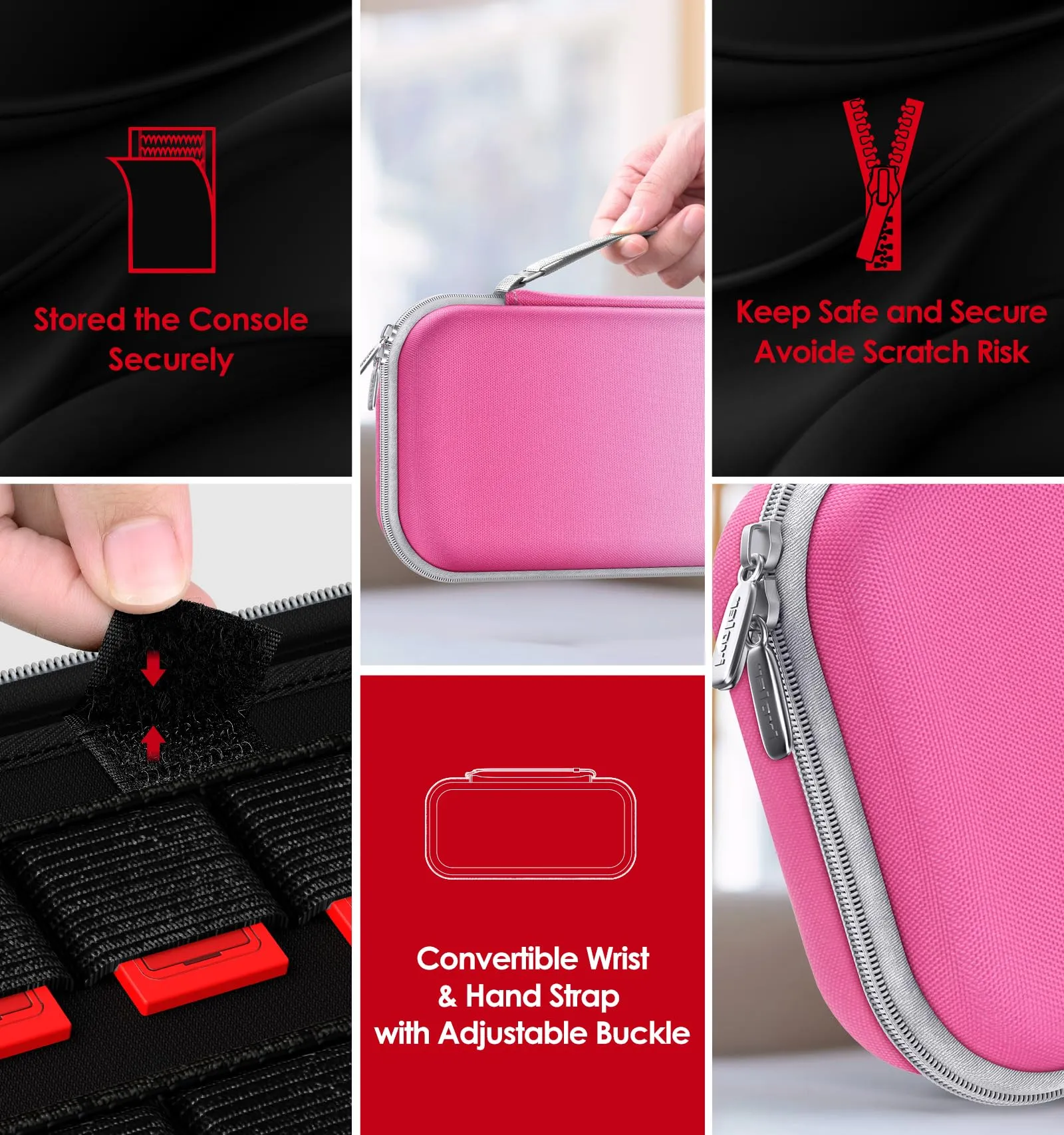 iVoler Custodia Rigida per Nintendo Switch 2 (2025) con Slot per 12 Giochi - Rosa Sfumato - immagine 6