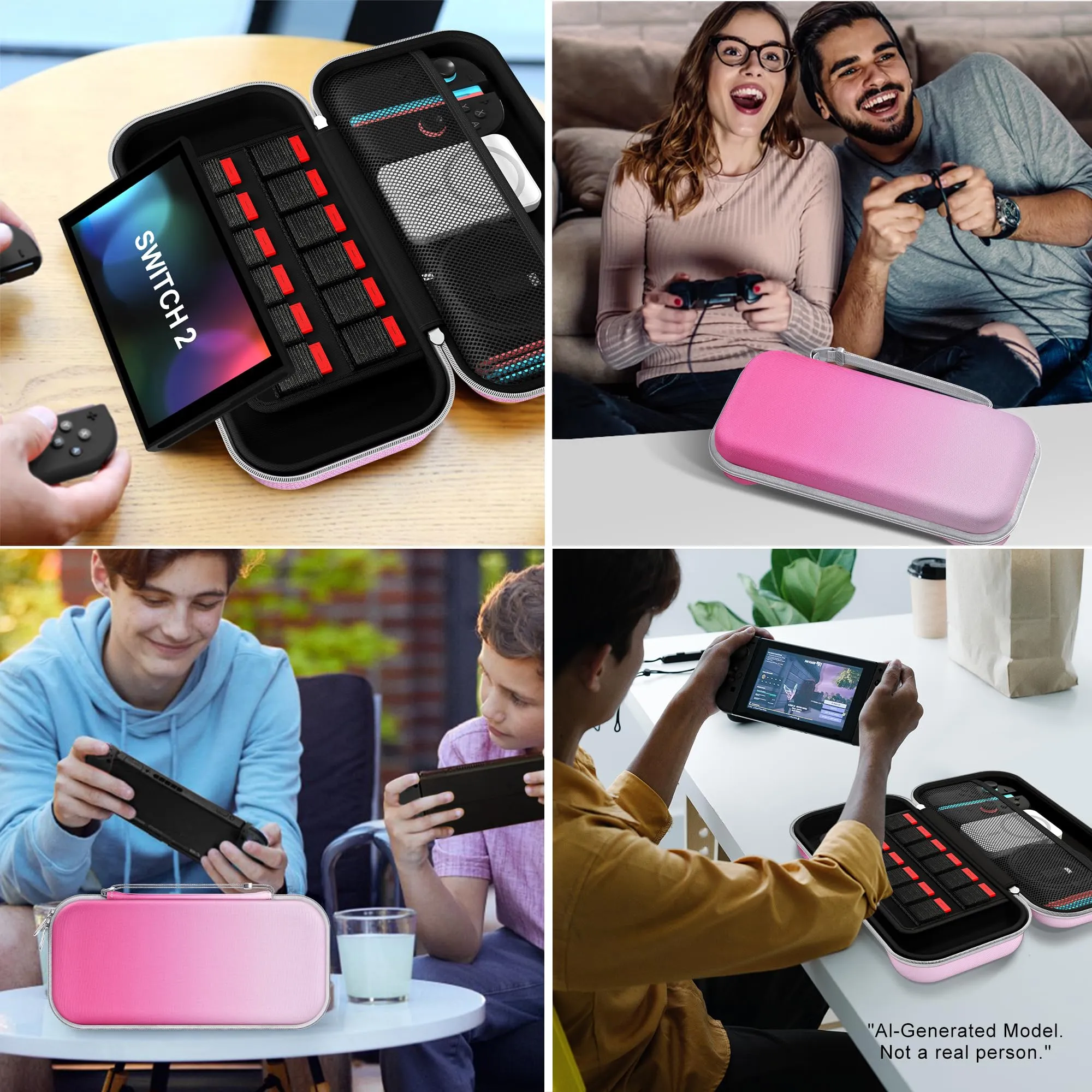 iVoler Custodia Rigida per Nintendo Switch 2 (2025) con Slot per 12 Giochi - Rosa Sfumato - immagine 7