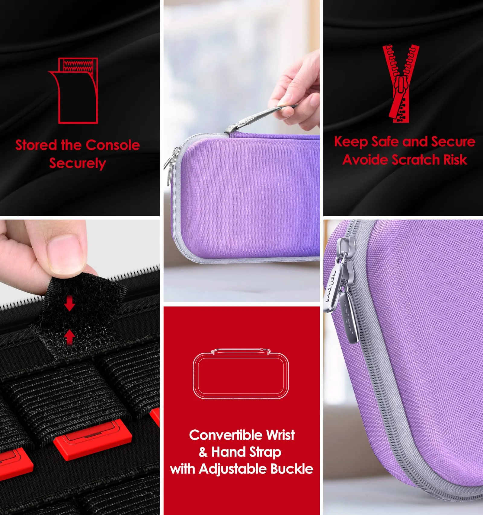 iVoler Custodia Rigida per Nintendo Switch 2 (2025), Case da Viaggio con Slot per 12 Giochi - Viola Sfumato - immagine 6