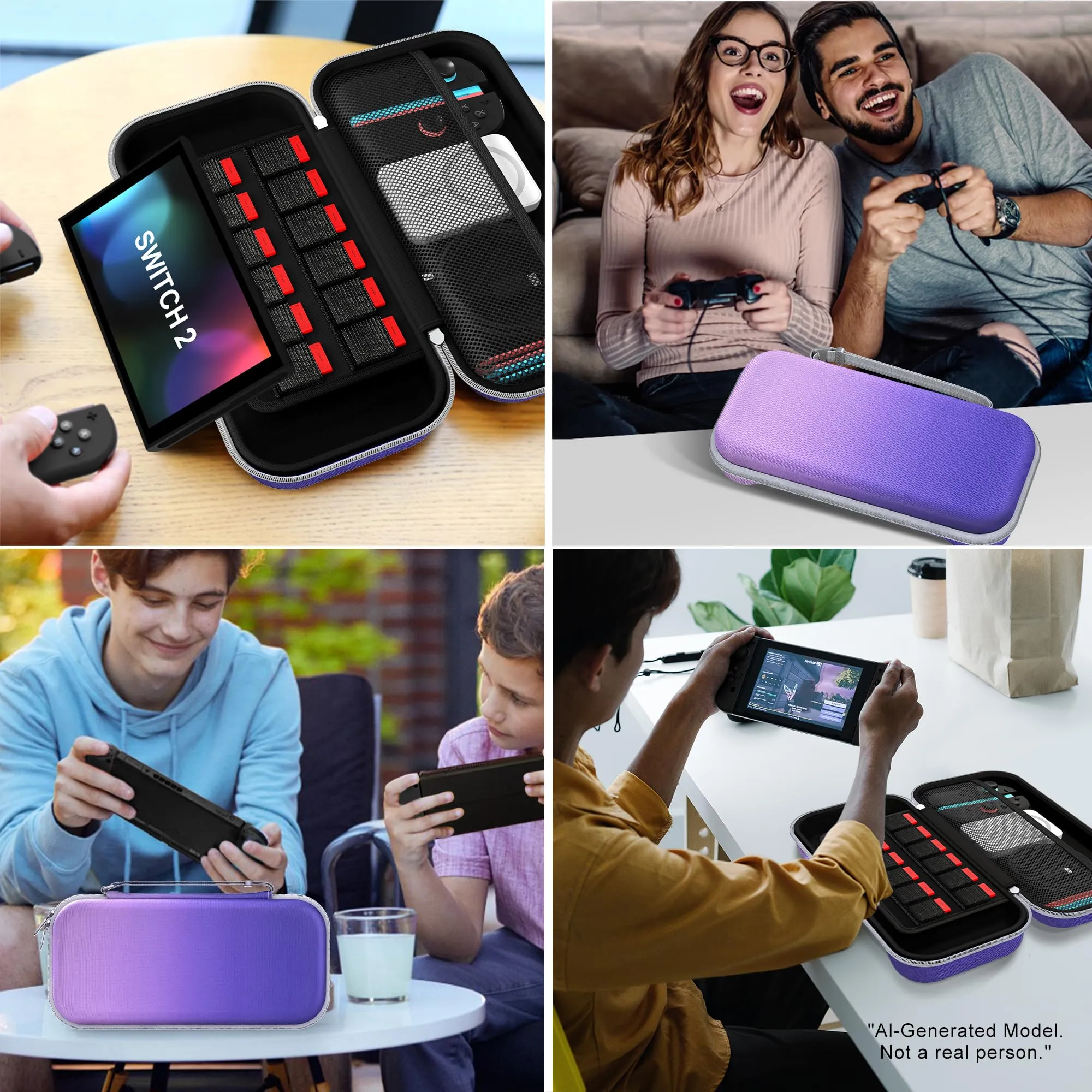 iVoler Custodia Rigida per Nintendo Switch 2 (2025), Case da Viaggio con Slot per 12 Giochi - Viola Sfumato - immagine 7
