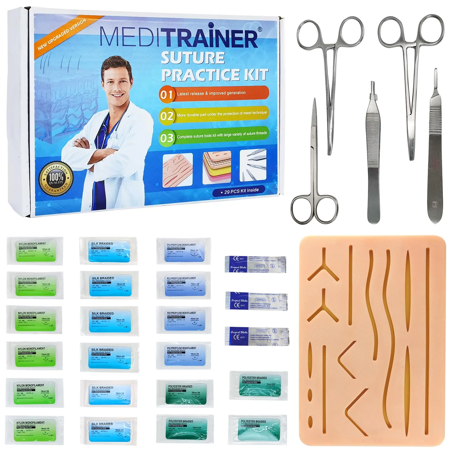 EVOTECH SCIENTIFIC Kit Modello per Sutura Chirurgica su Pelle Anatomy Skin H305-II con Custodia - immagine 1