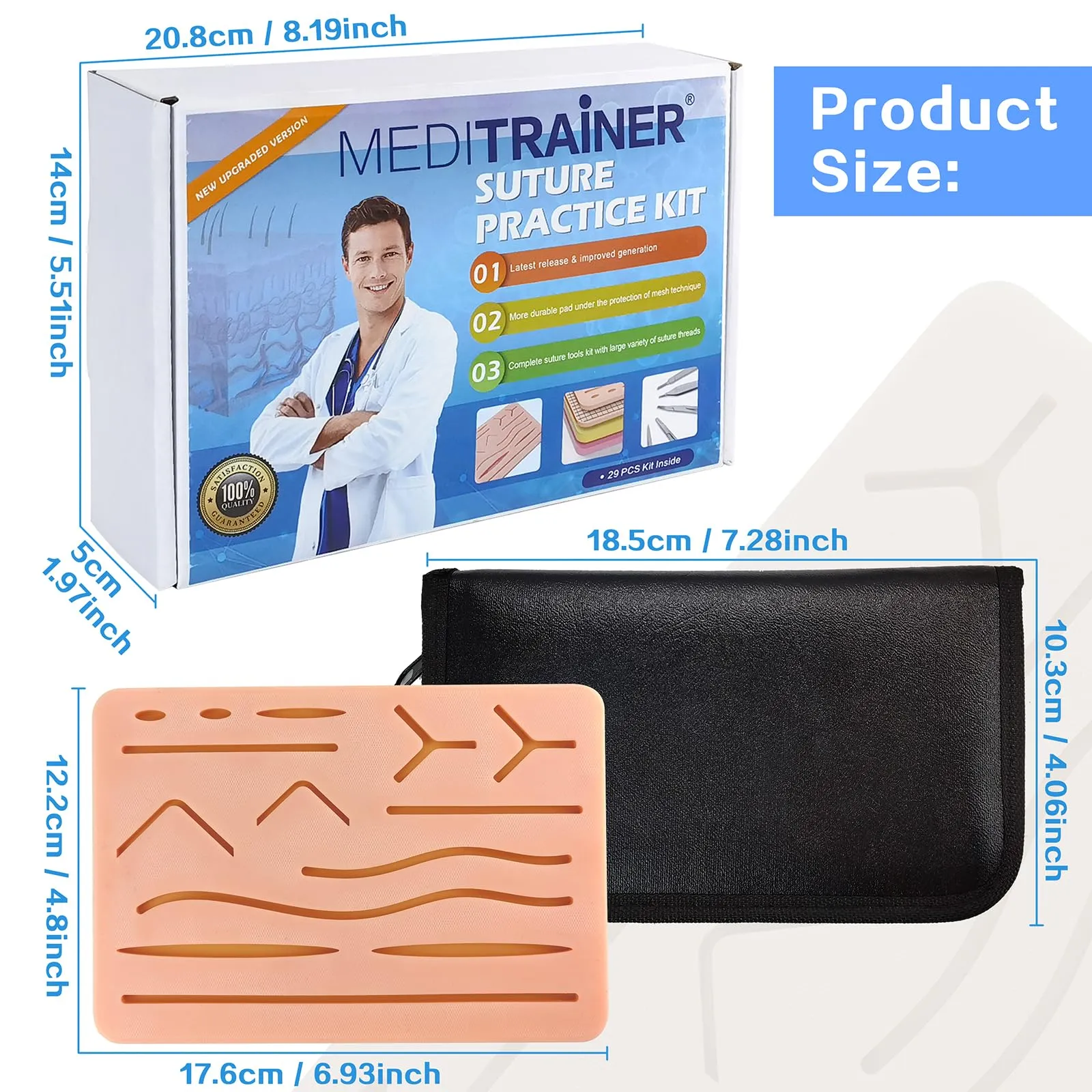 EVOTECH SCIENTIFIC Kit Modello per Sutura Chirurgica su Pelle Anatomy Skin H305-II con Custodia - immagine 3