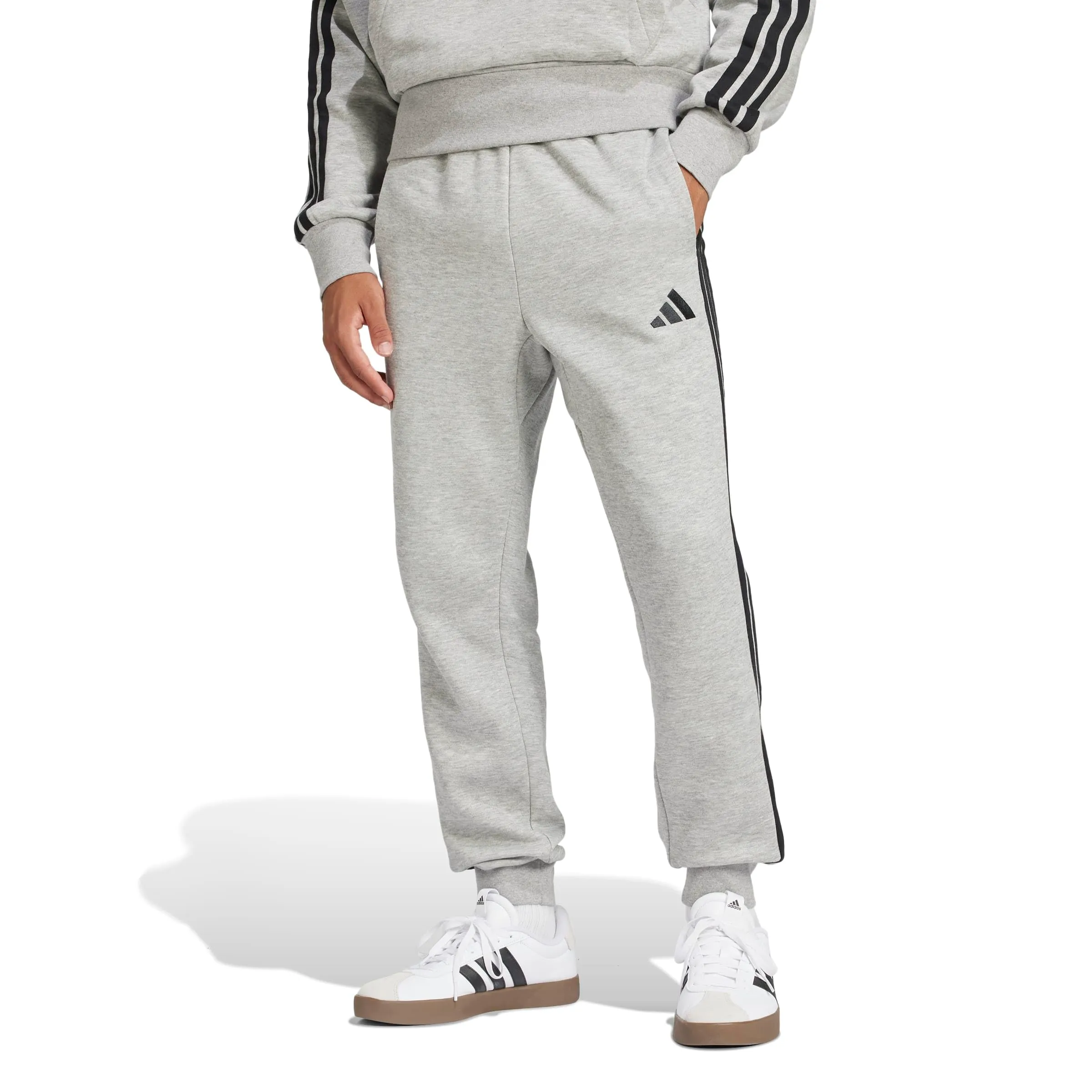 adidas Essentials 3 Stripe Regular Fit Fleece Pants, Grey Mélange/Black, XXL Tall - immagine 1