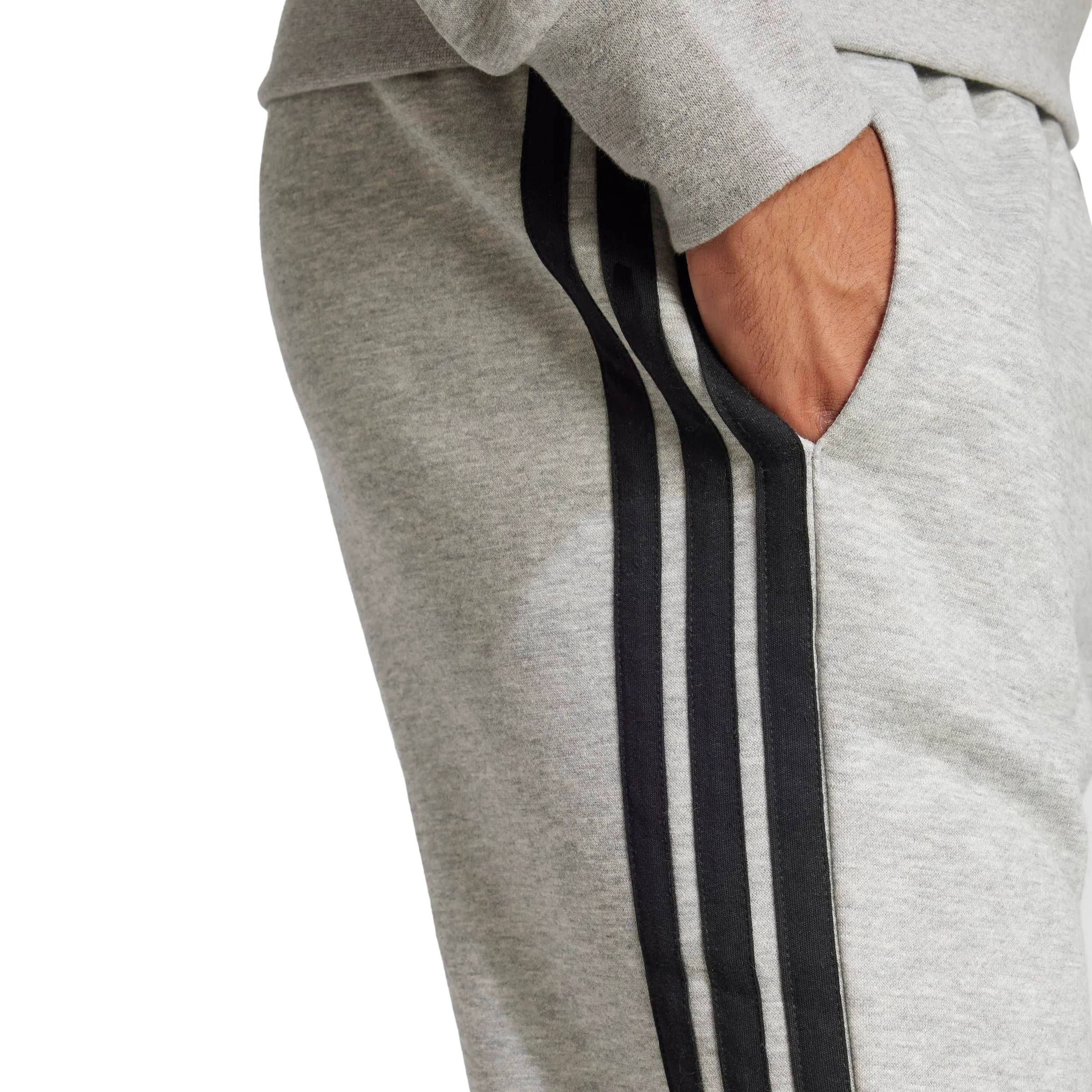adidas Essentials 3 Stripe Regular Fit Fleece Pants, Grey Mélange/Black, XXL Tall - immagine 5