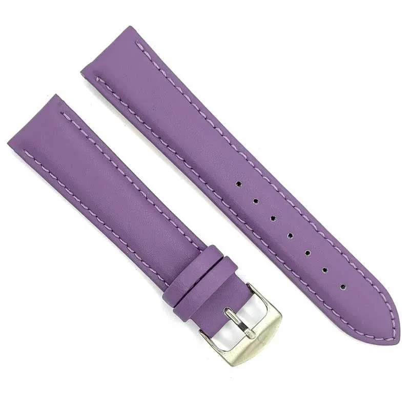 Diloy Cinturino Orologio Pelle Liscia Cucita Bombata 302 Viola 18mm - immagine 2
