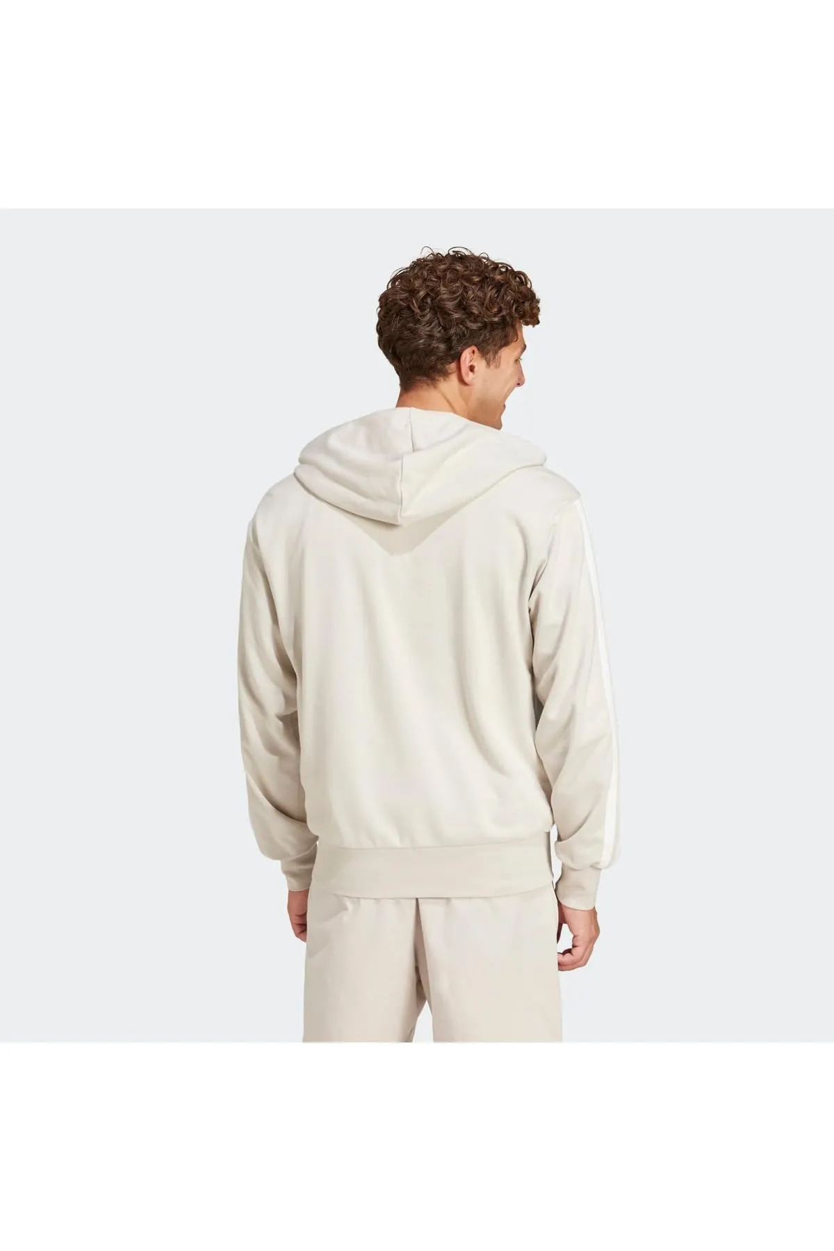 adidas Essential Three Stripes French Terry Fullzip Hoodie, Wonder Alumina/White, XL - immagine 3