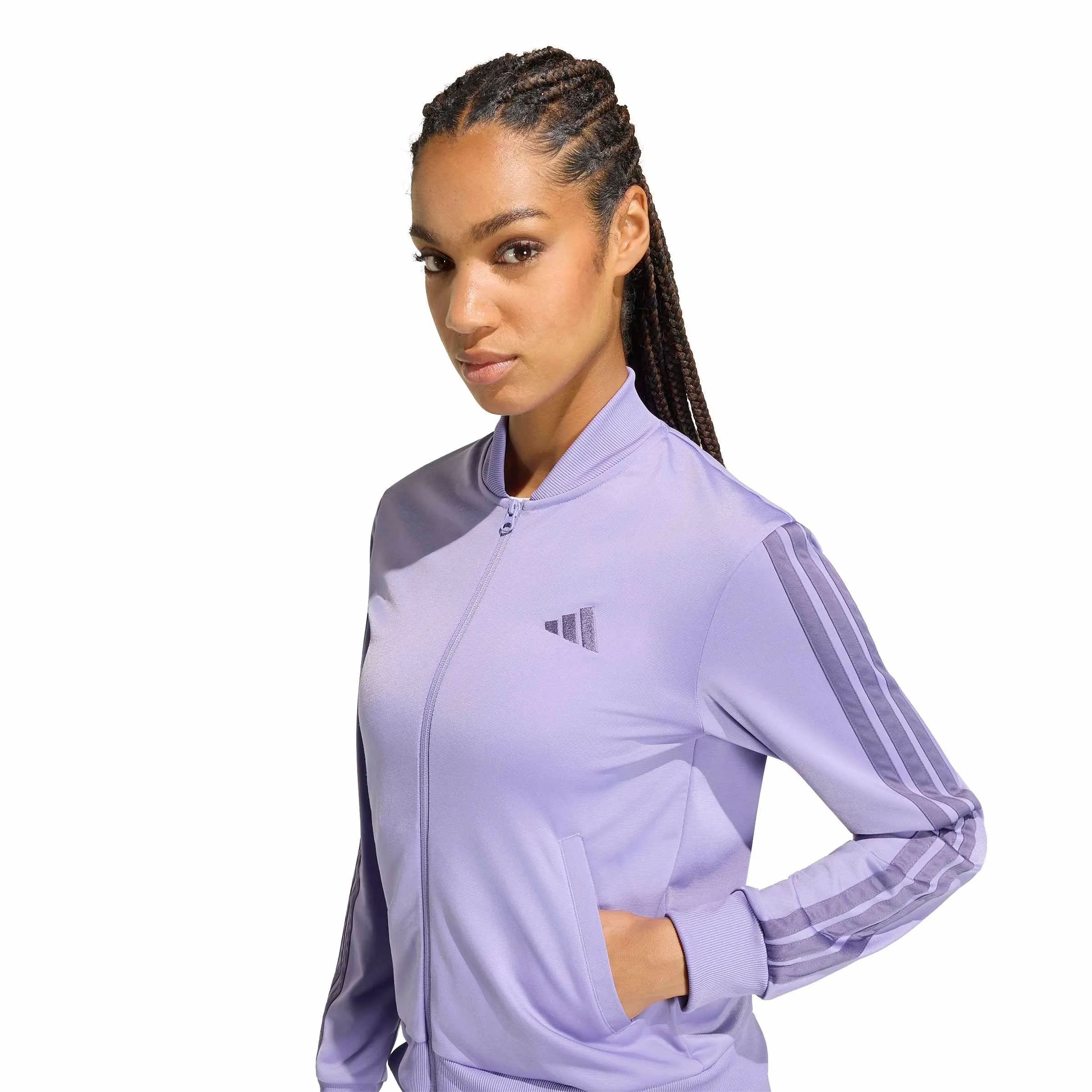 adidas Donna Essentials 3-Stripes Track Suit, Magic Lilac, S - immagine 4