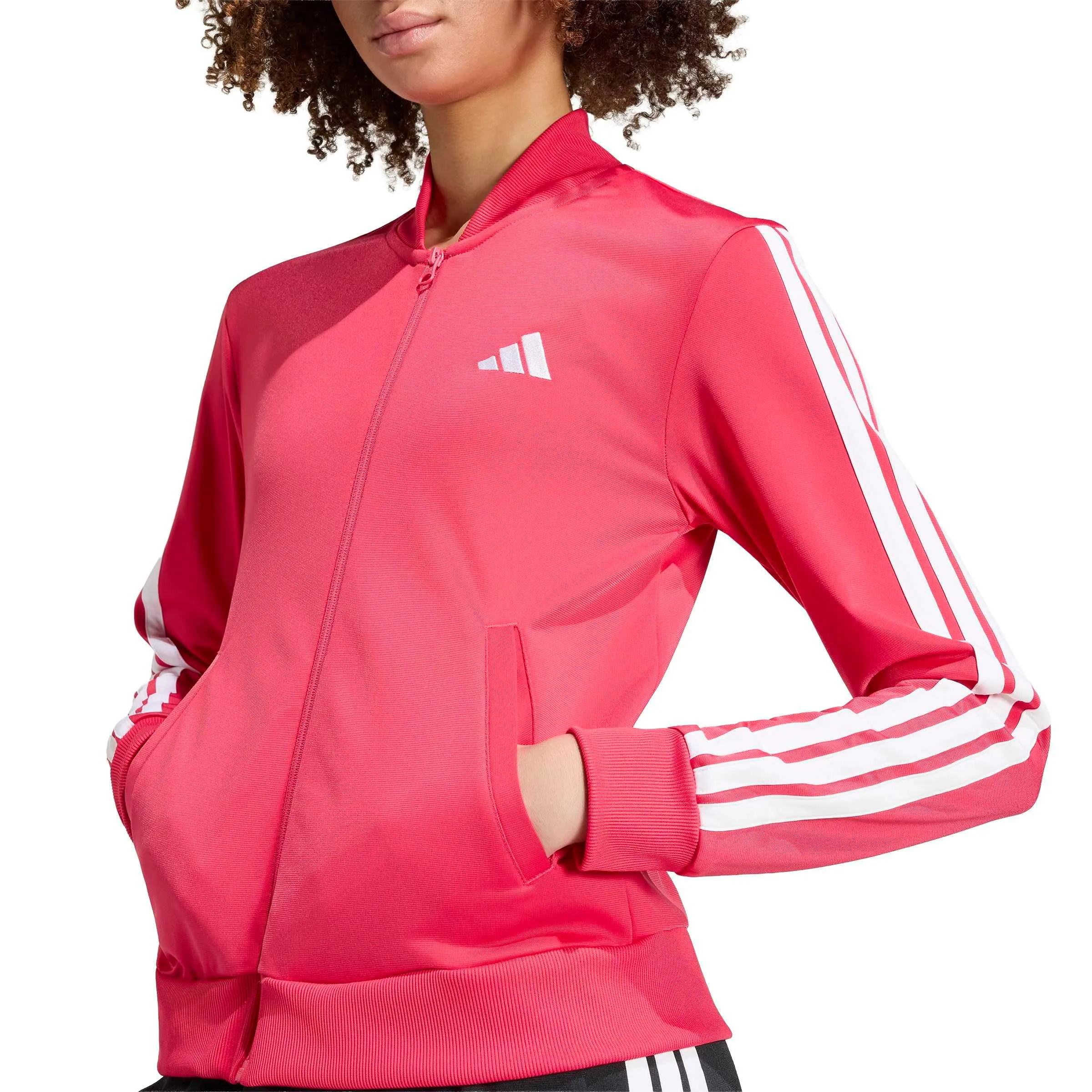 adidas Donna Essentials 3-Stripes Track Suit, Power Pink, M - immagine 4