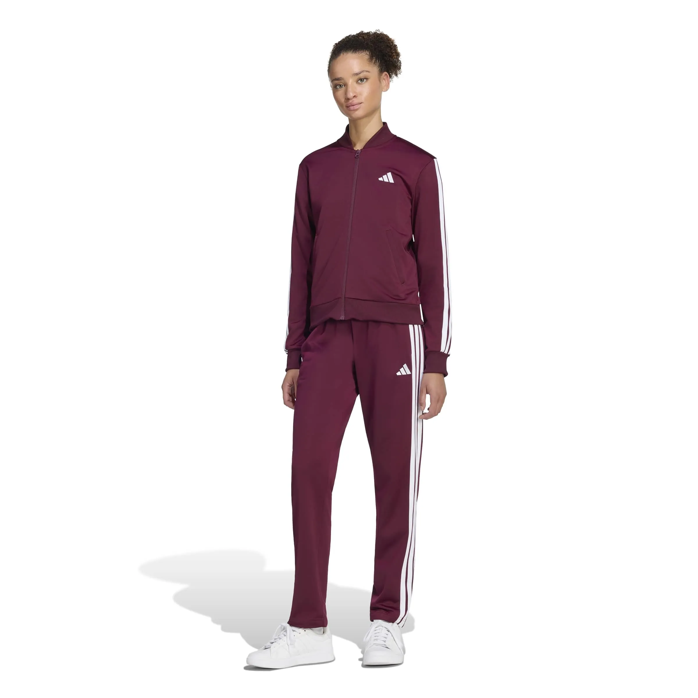 adidas Donna Essentials 3-Stripes Track Suit, Maroon, XS - immagine 3